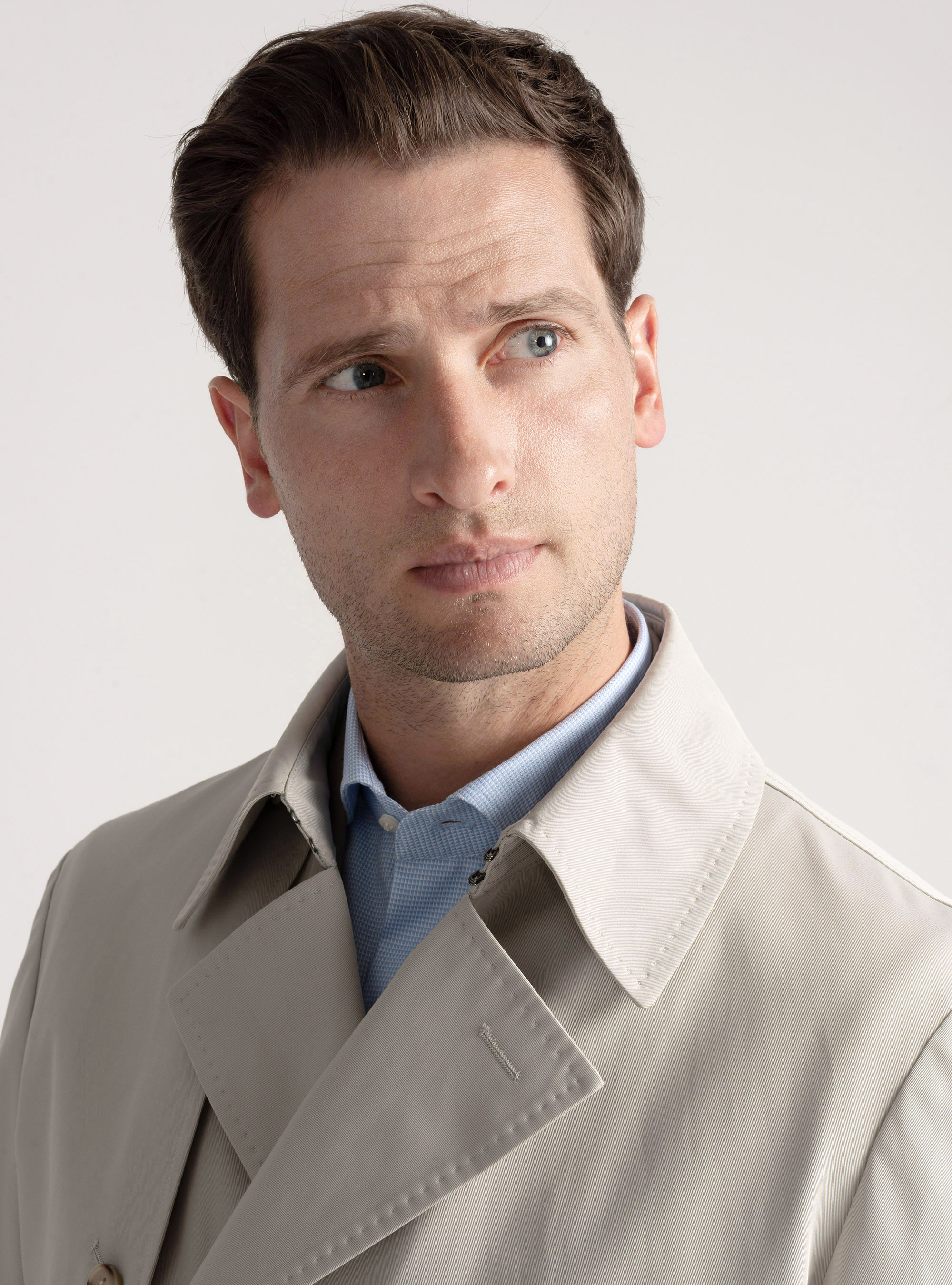 Trench in twill di cotone, ECRU