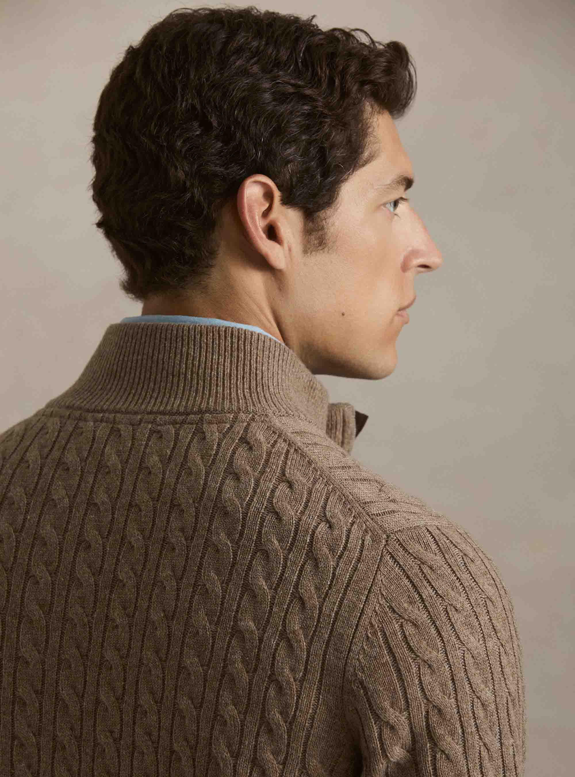 Zopfstrickpullover mit Mock-Neck aus Woll-Kaschmir-Mischung, FANGO 0569C