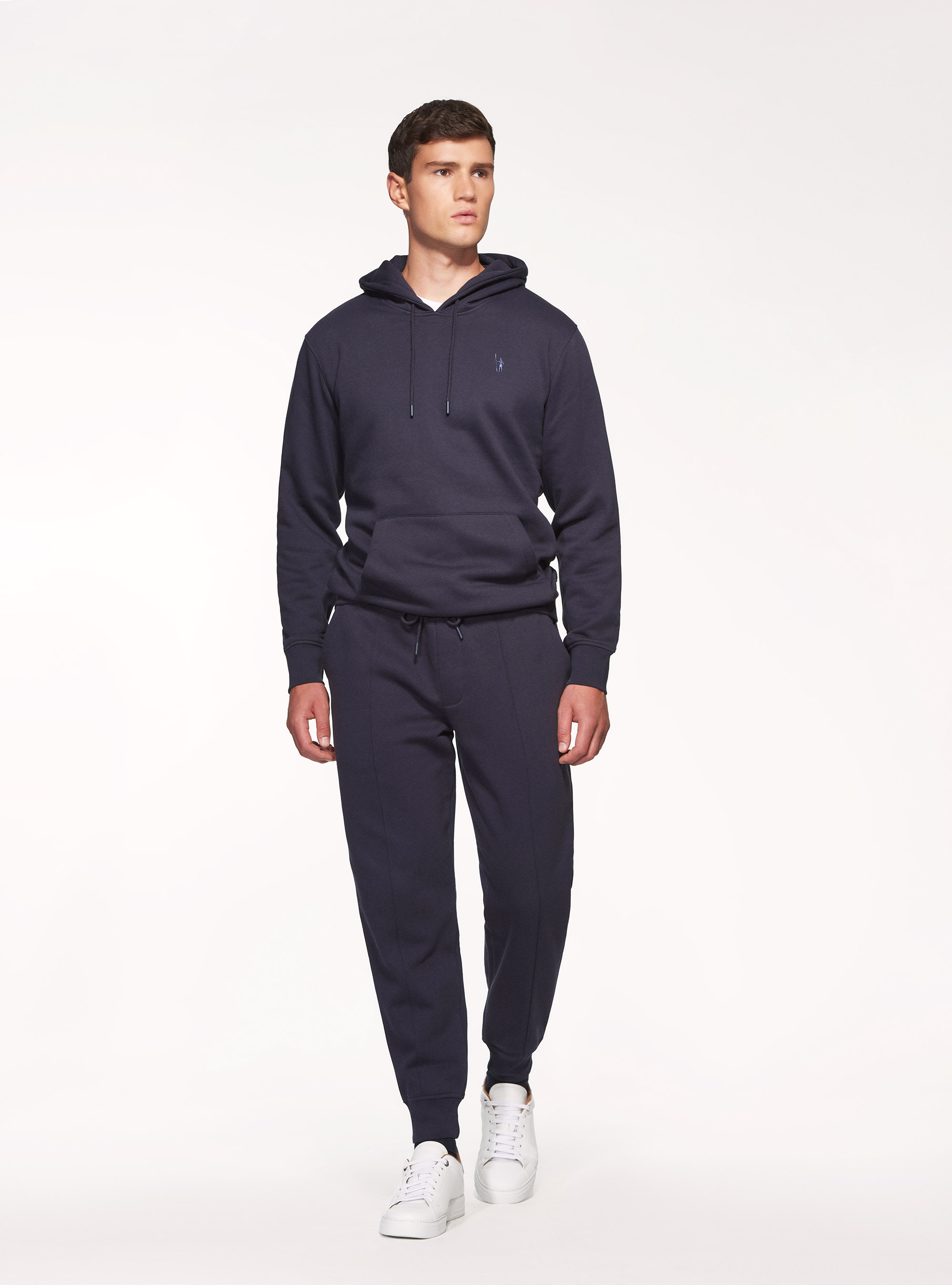 Cotton blend hoodie, NAVY BLUE