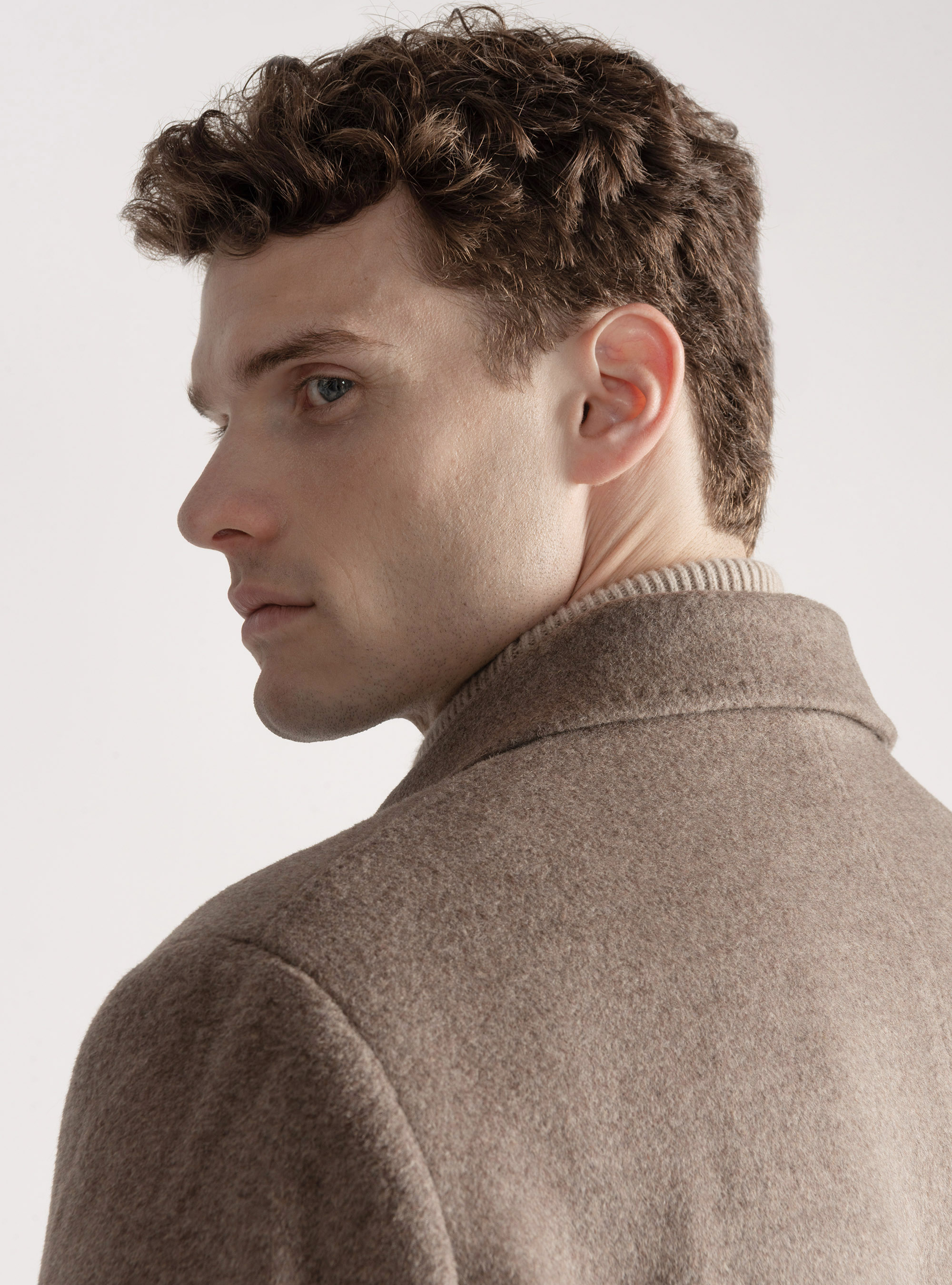 Wool and cashmere double-breasted coat, MUD