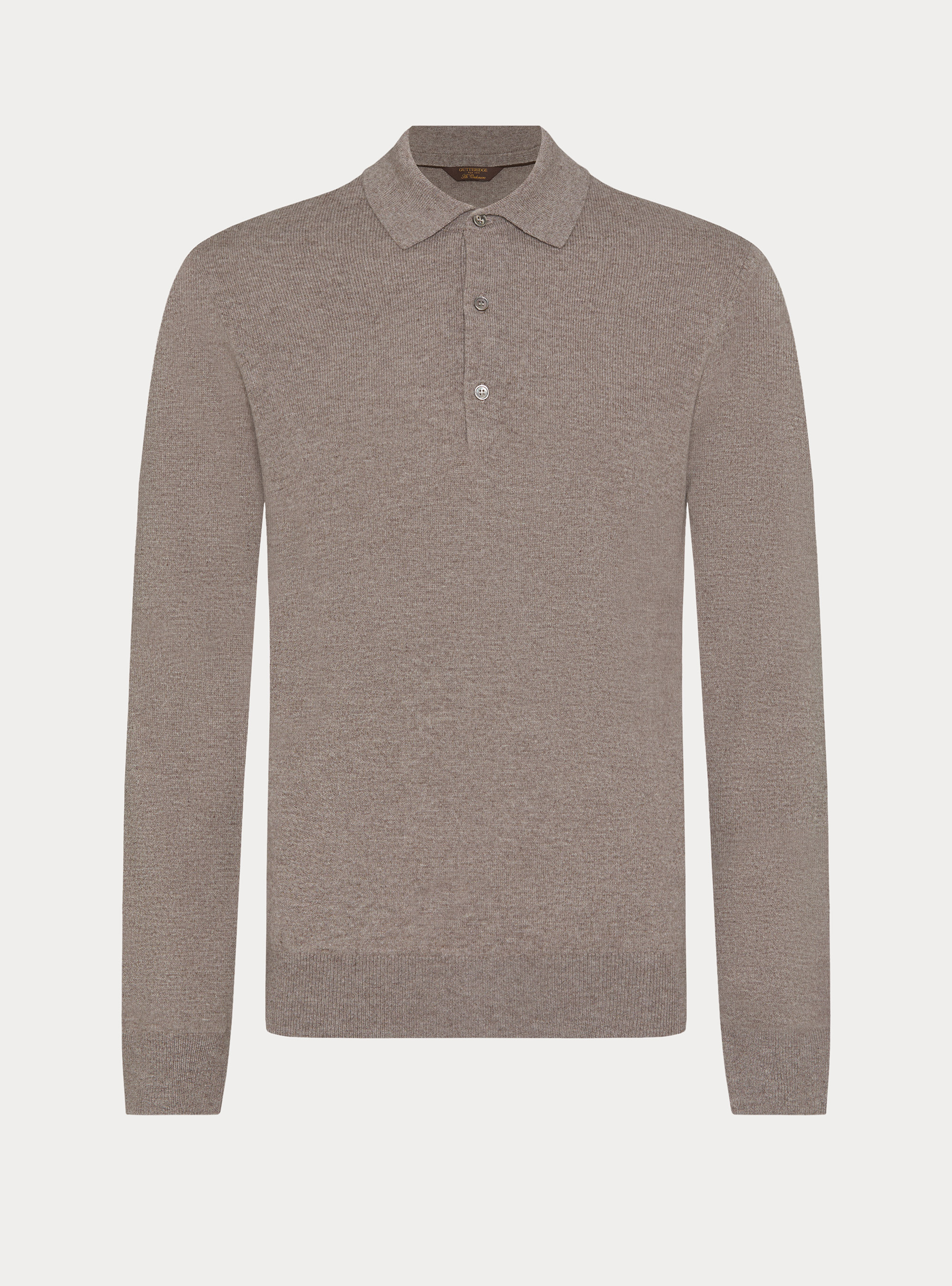 Wool and cashmere knitted polo, TORTORA 0542C