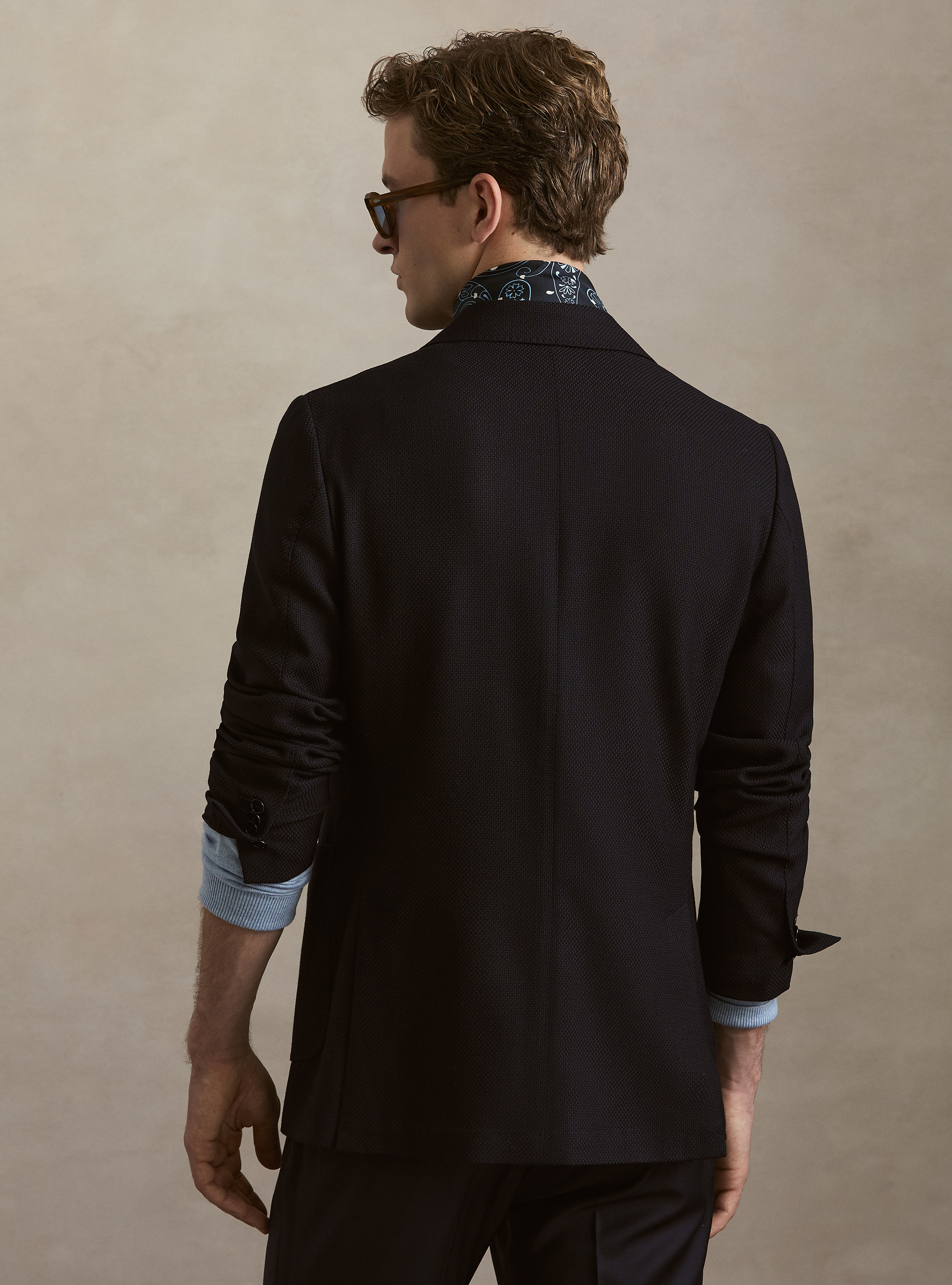 Wool Hopsack Blazer, NAVY BLUE