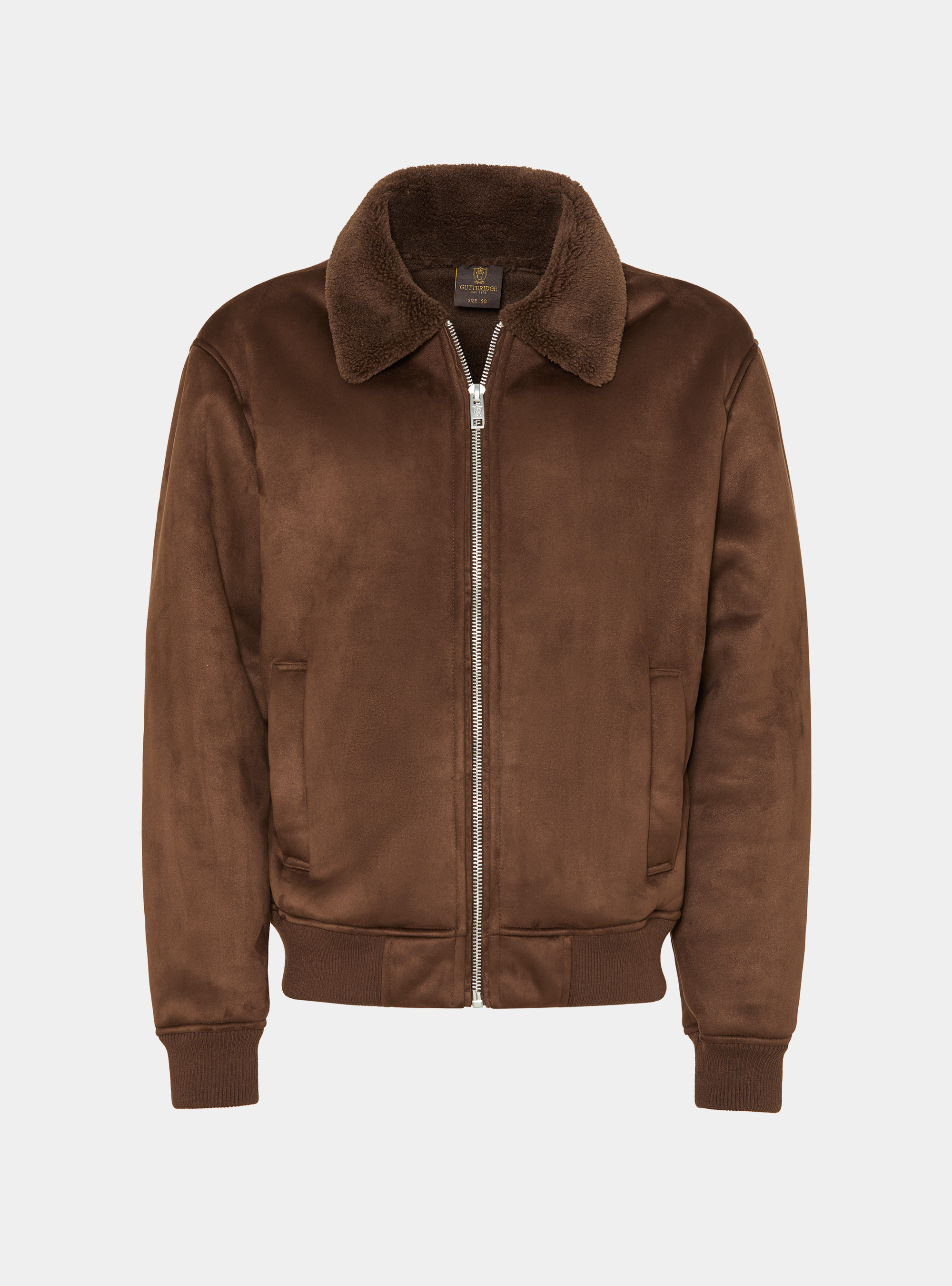 Suede effect bomber, BROWN