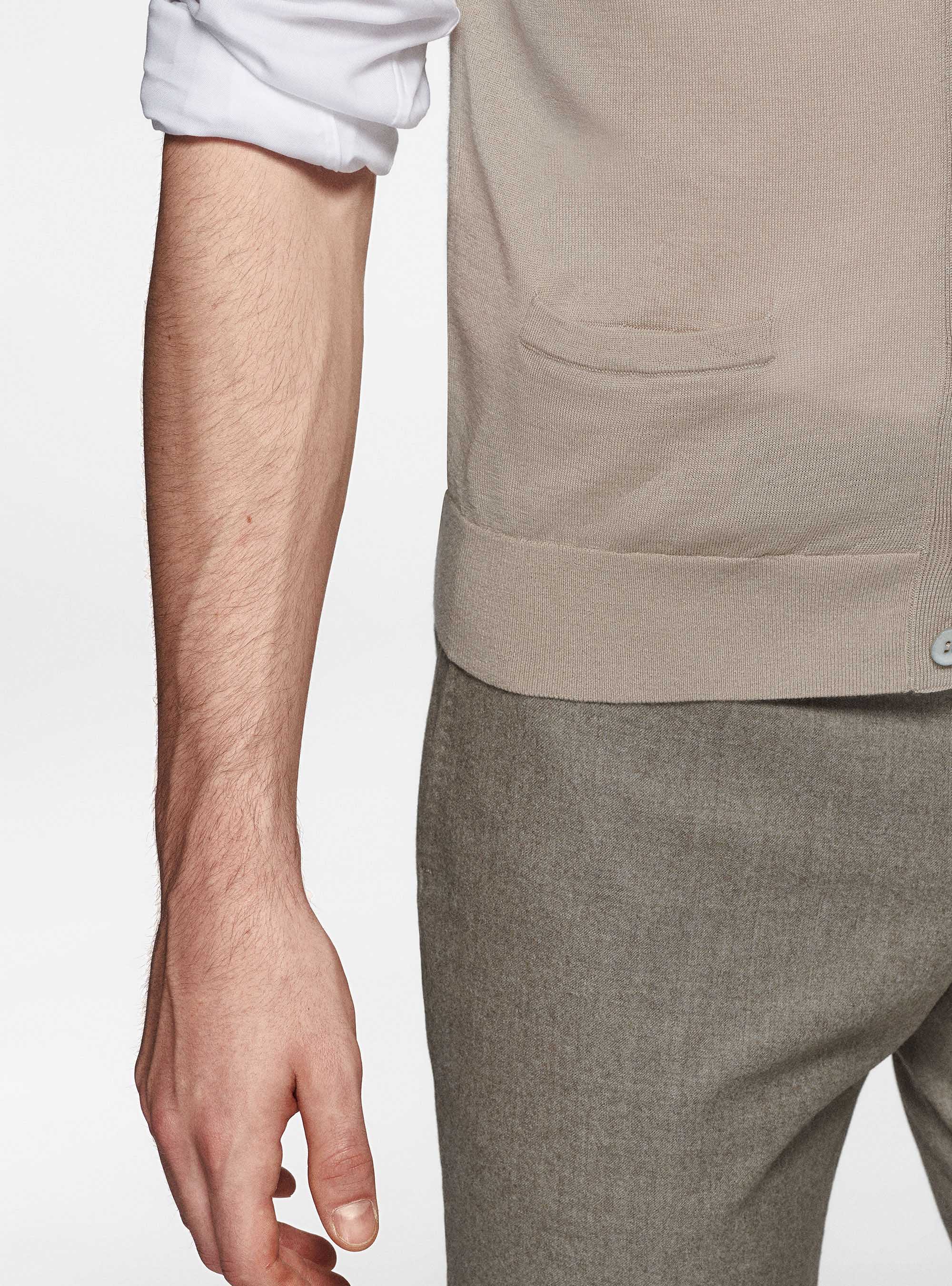 Knitted waistcoat in pure extra-fine merino wool, SAND