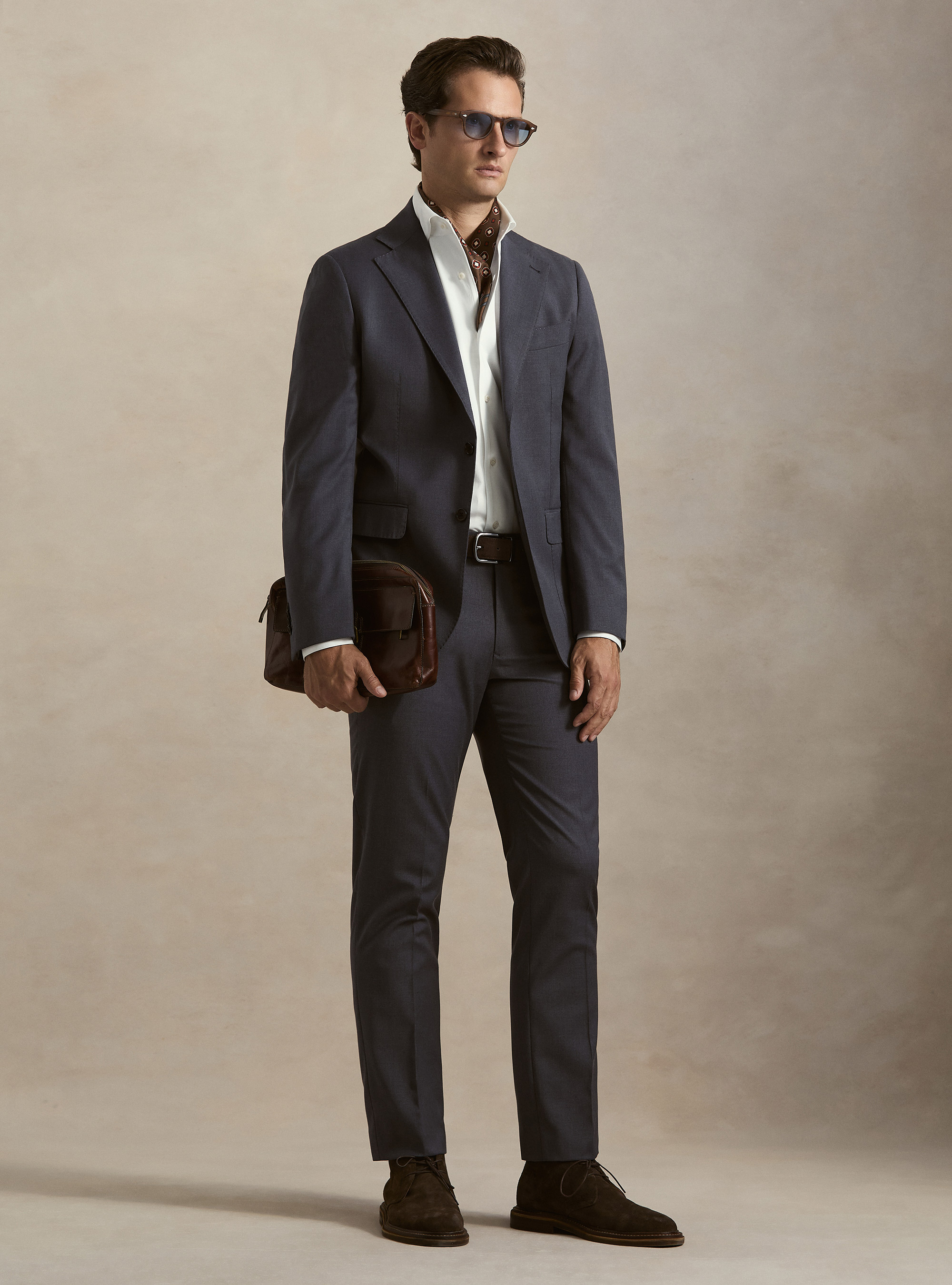 Pantaloni abito classico slim fit, INCHIOSTRO