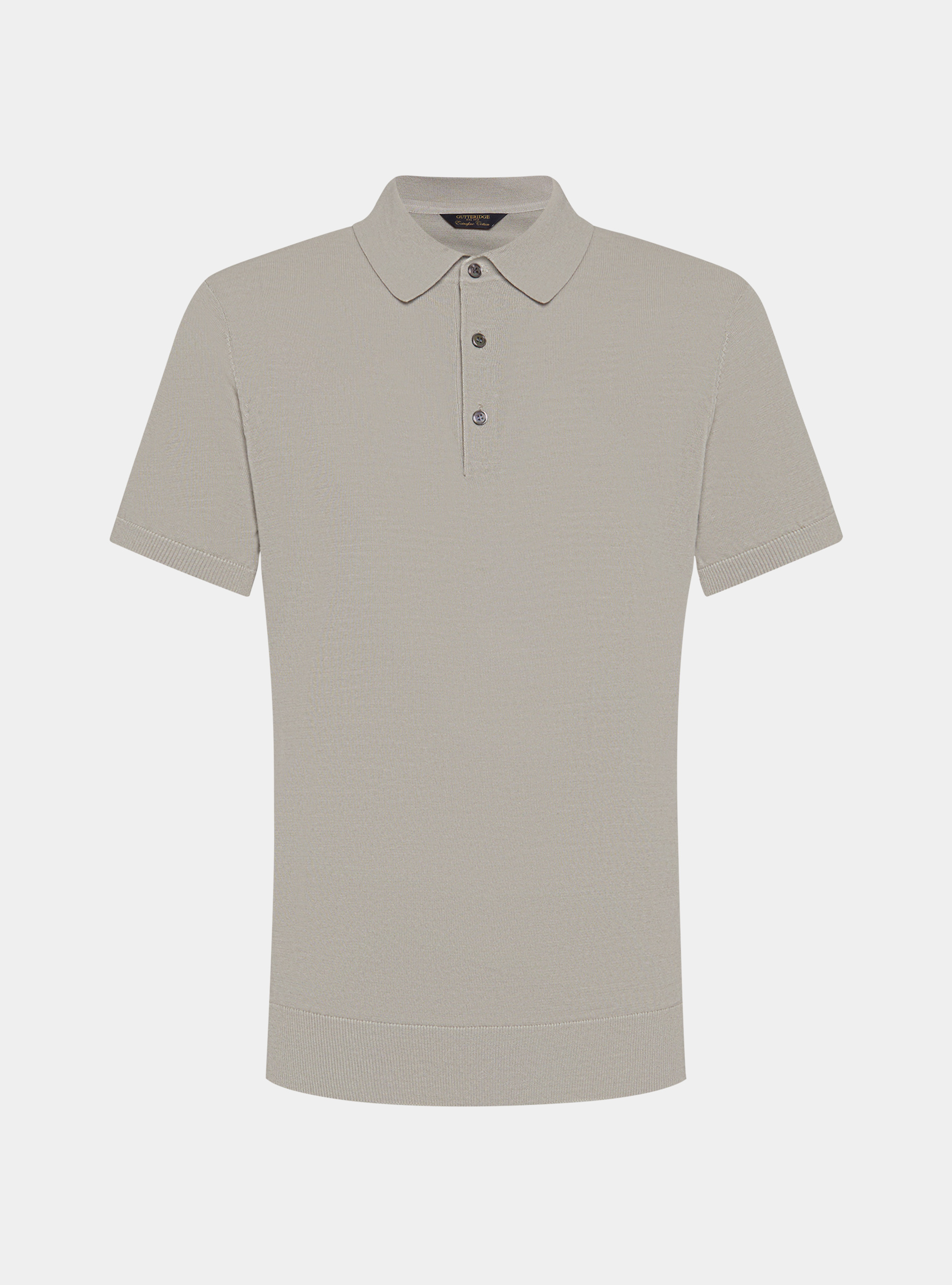 Extra-fine cotton knit polo shirt, SAND