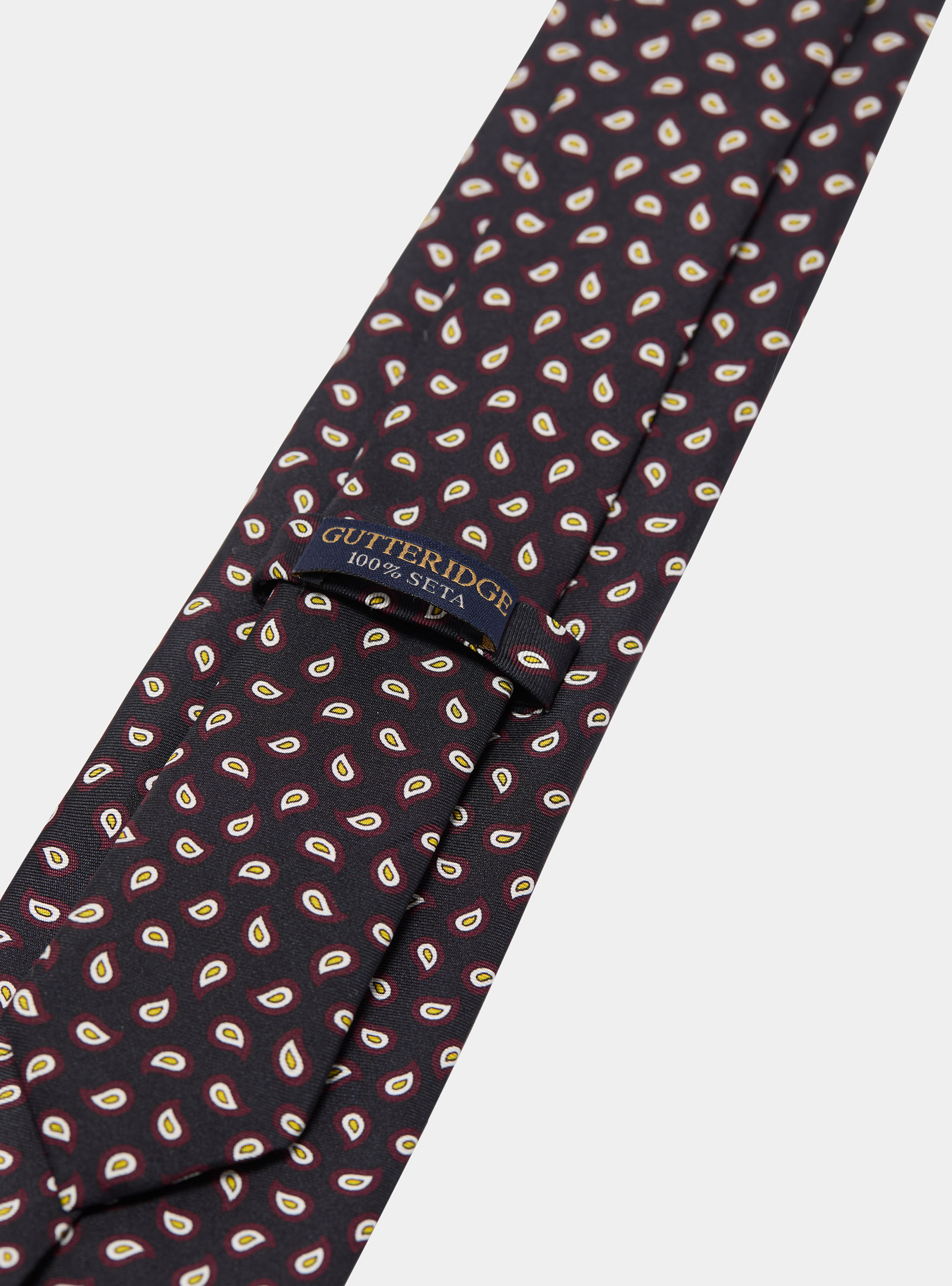 Paisley-patterned silk tie, NAVY BLUE
