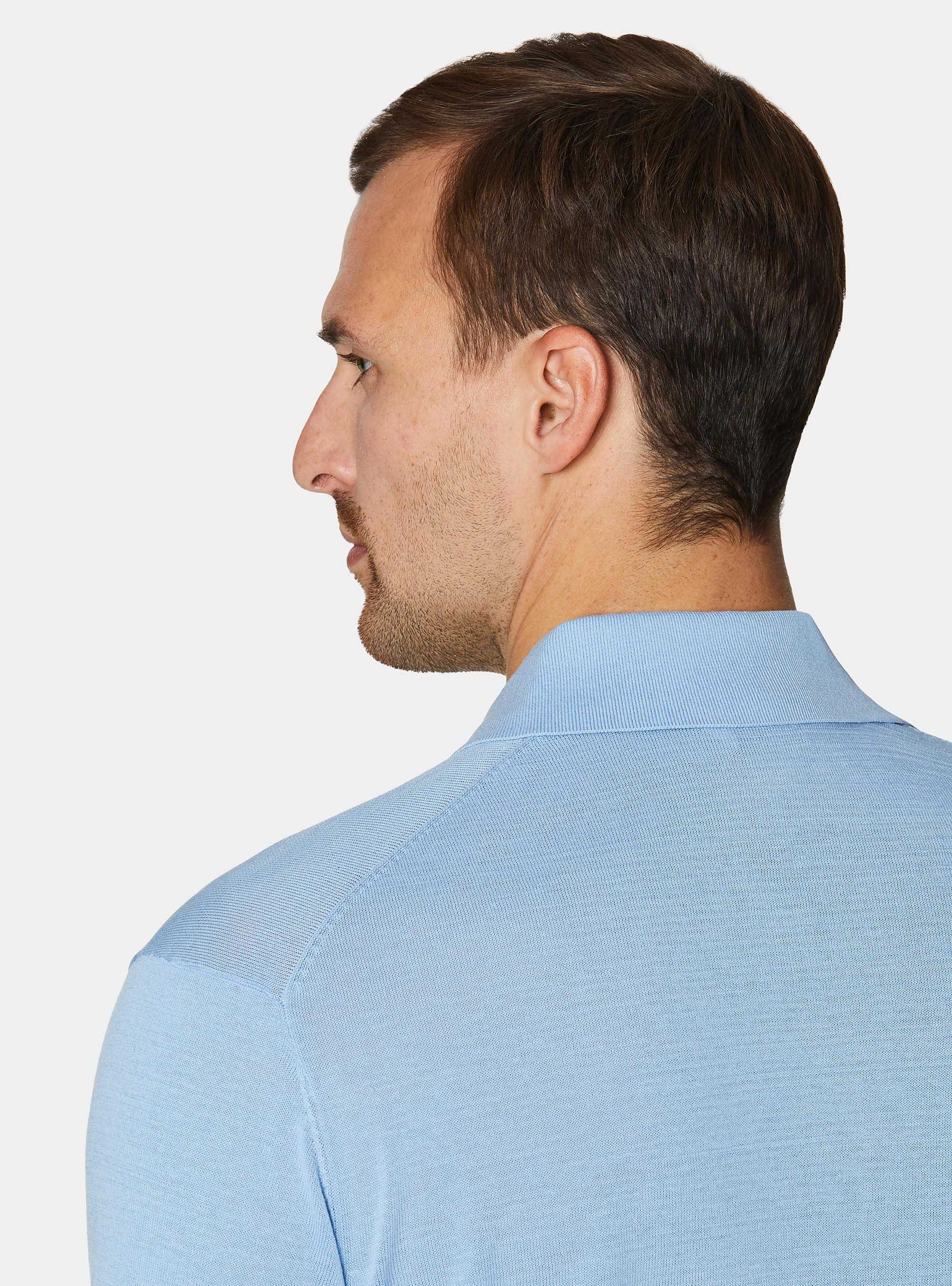 Polo de algod&oacute;n y seda, 0266C AZZURRO