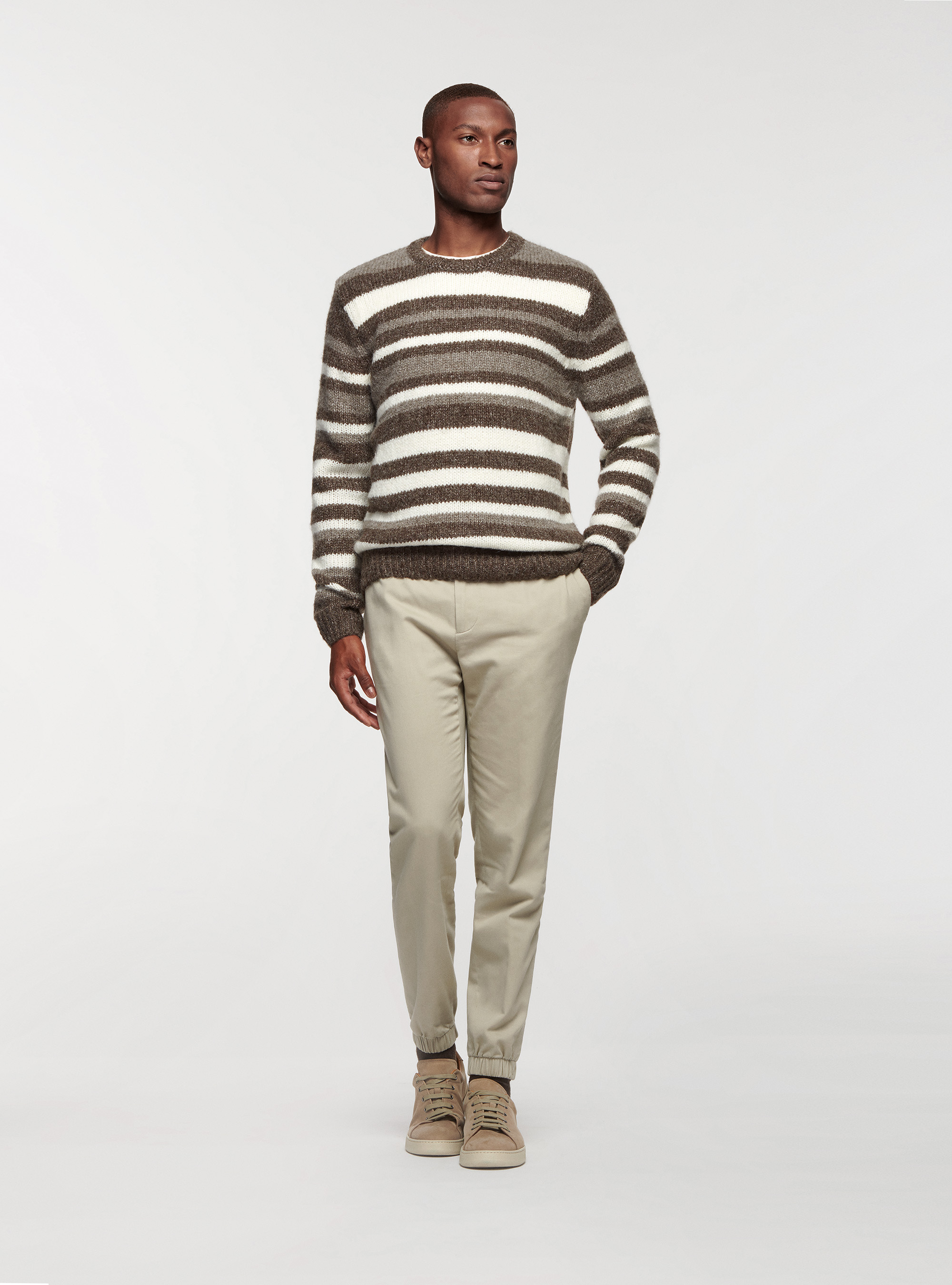 Striped sweater in alpaca wool blend, MUD