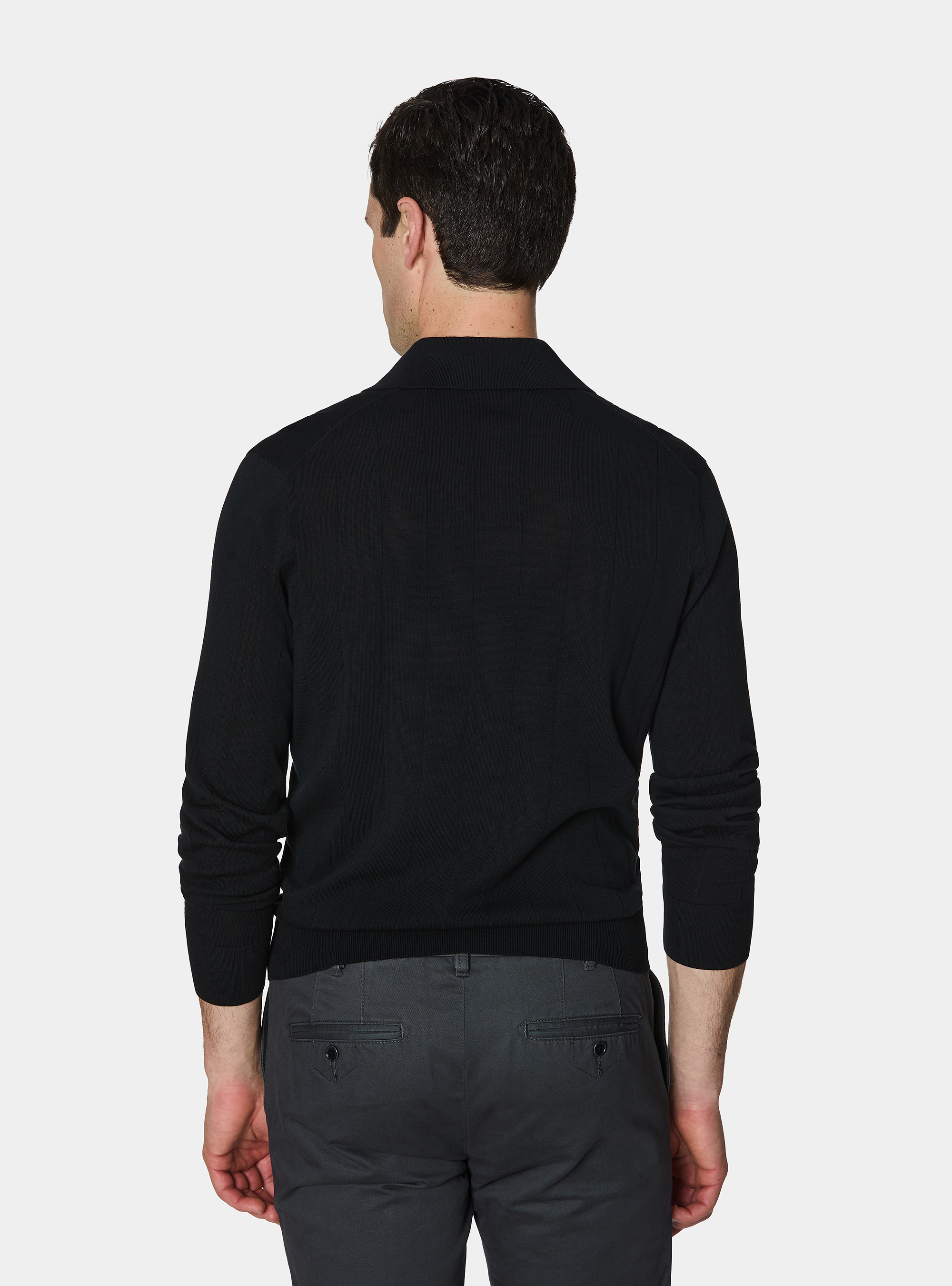 Polo in maglia manica lunga, NERO