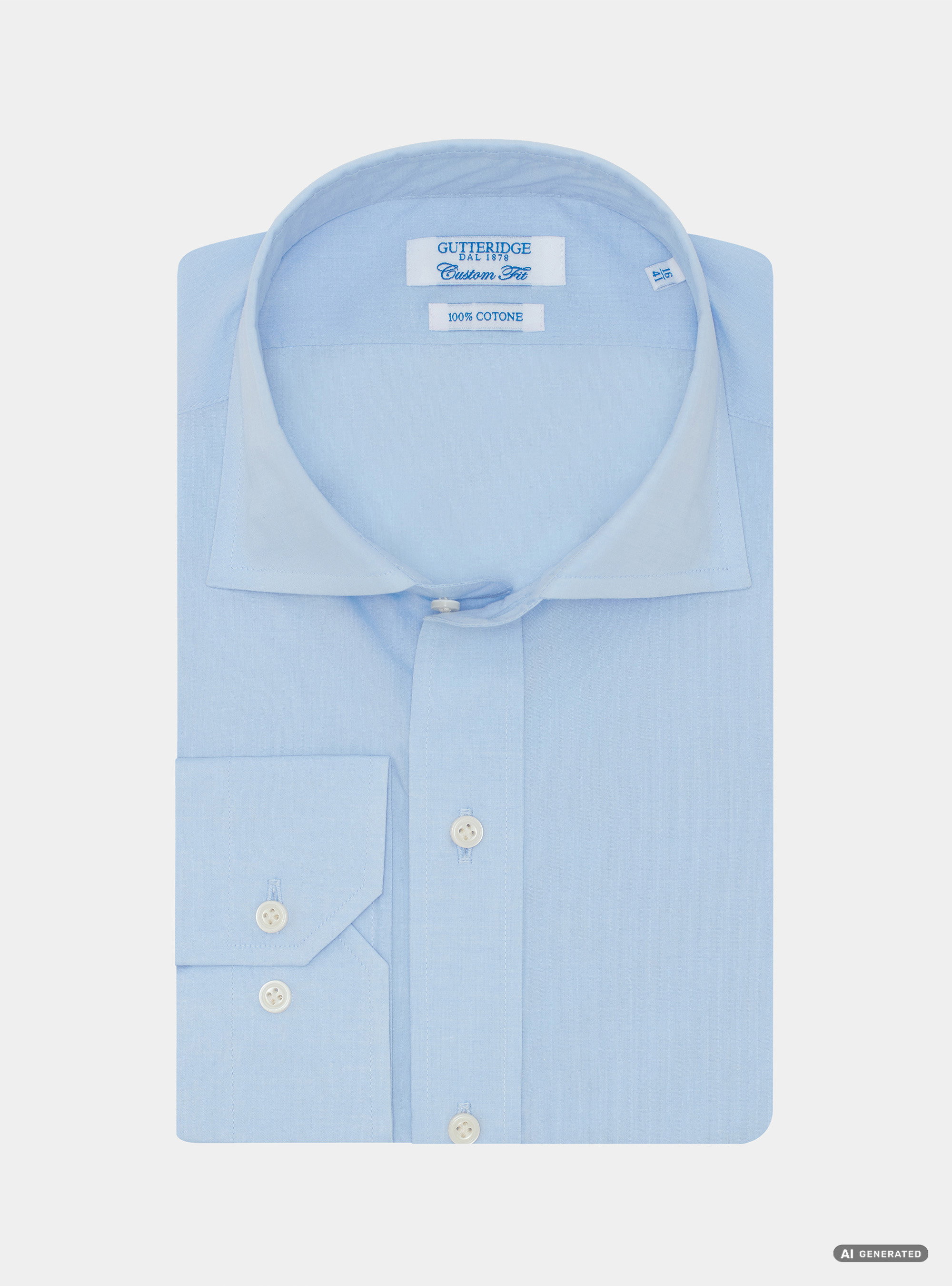 Camicia custom fit in popeline di cotone, AZZURRO
