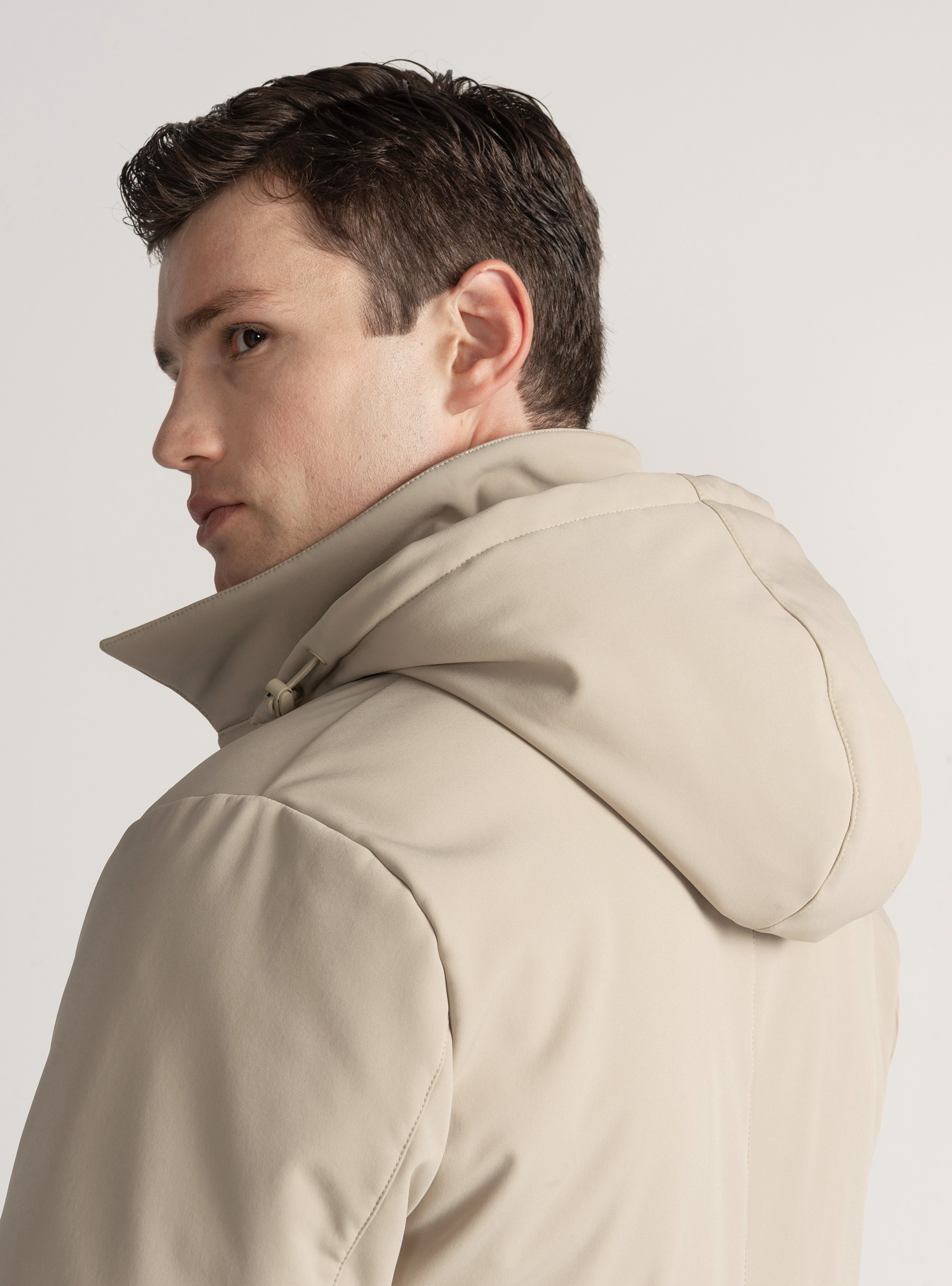 Technical parka with recycled padding, SAND