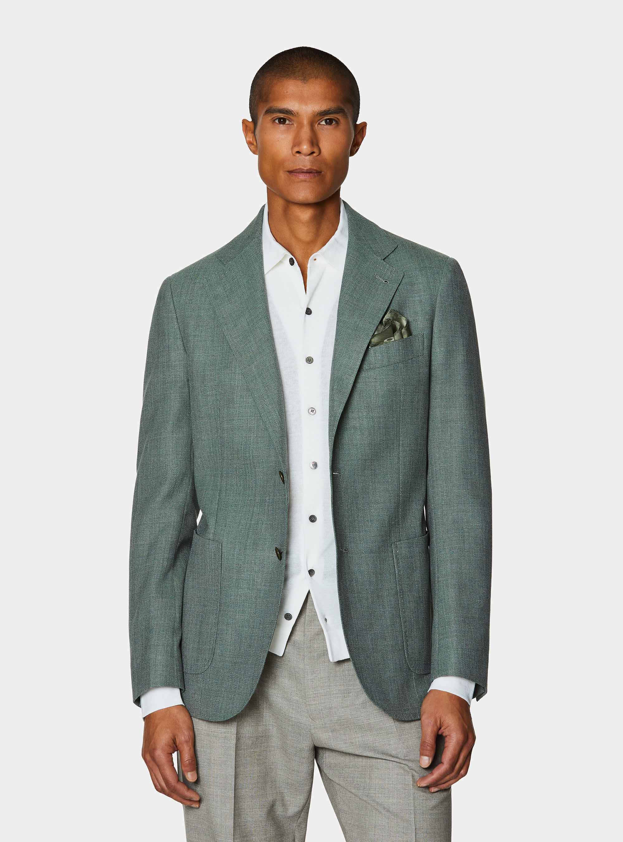 Pure wool hopsack blazer, SALVIA 0602C