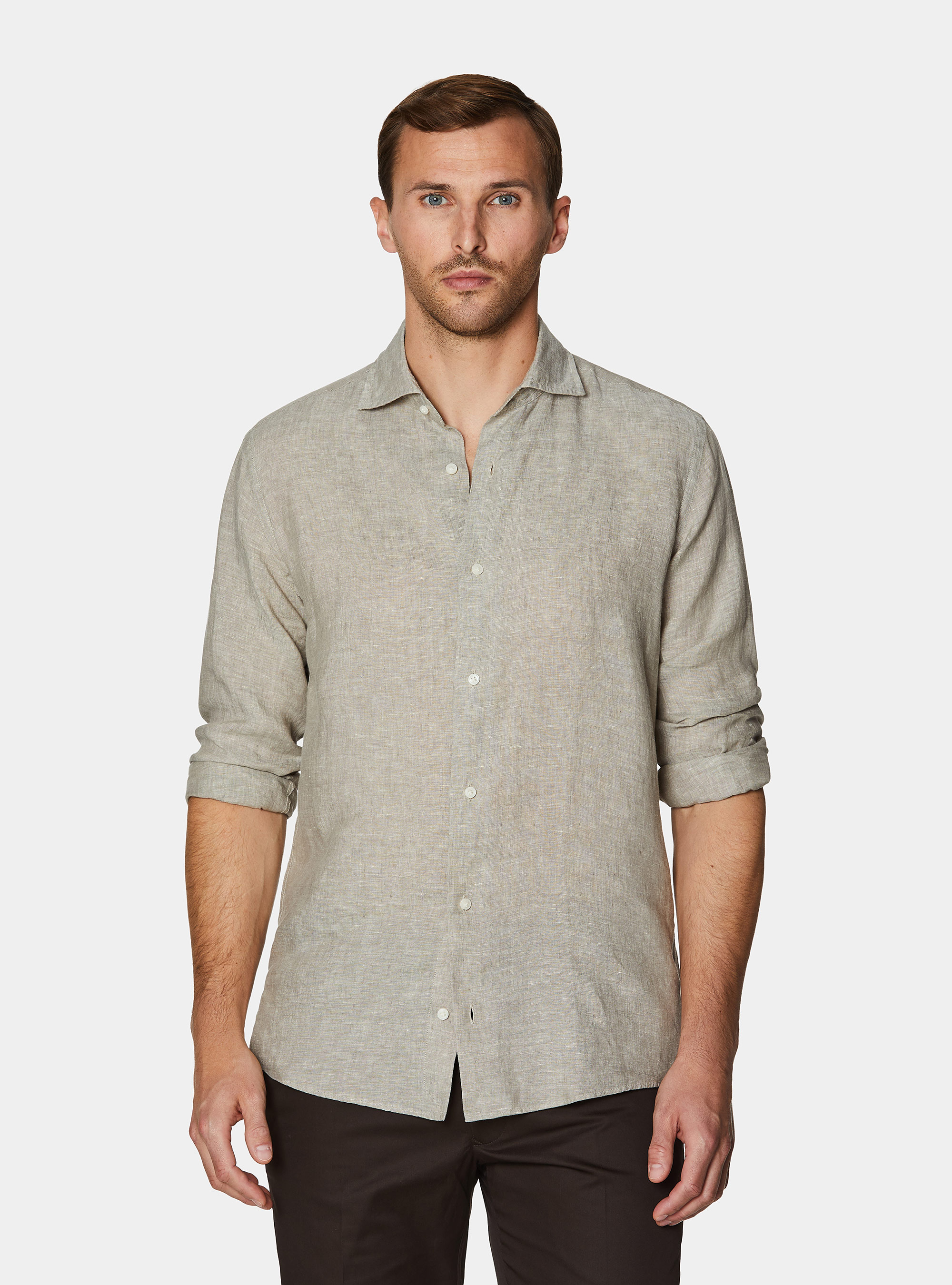 Pure linen shirt, SABBIA MELANGE 0564C