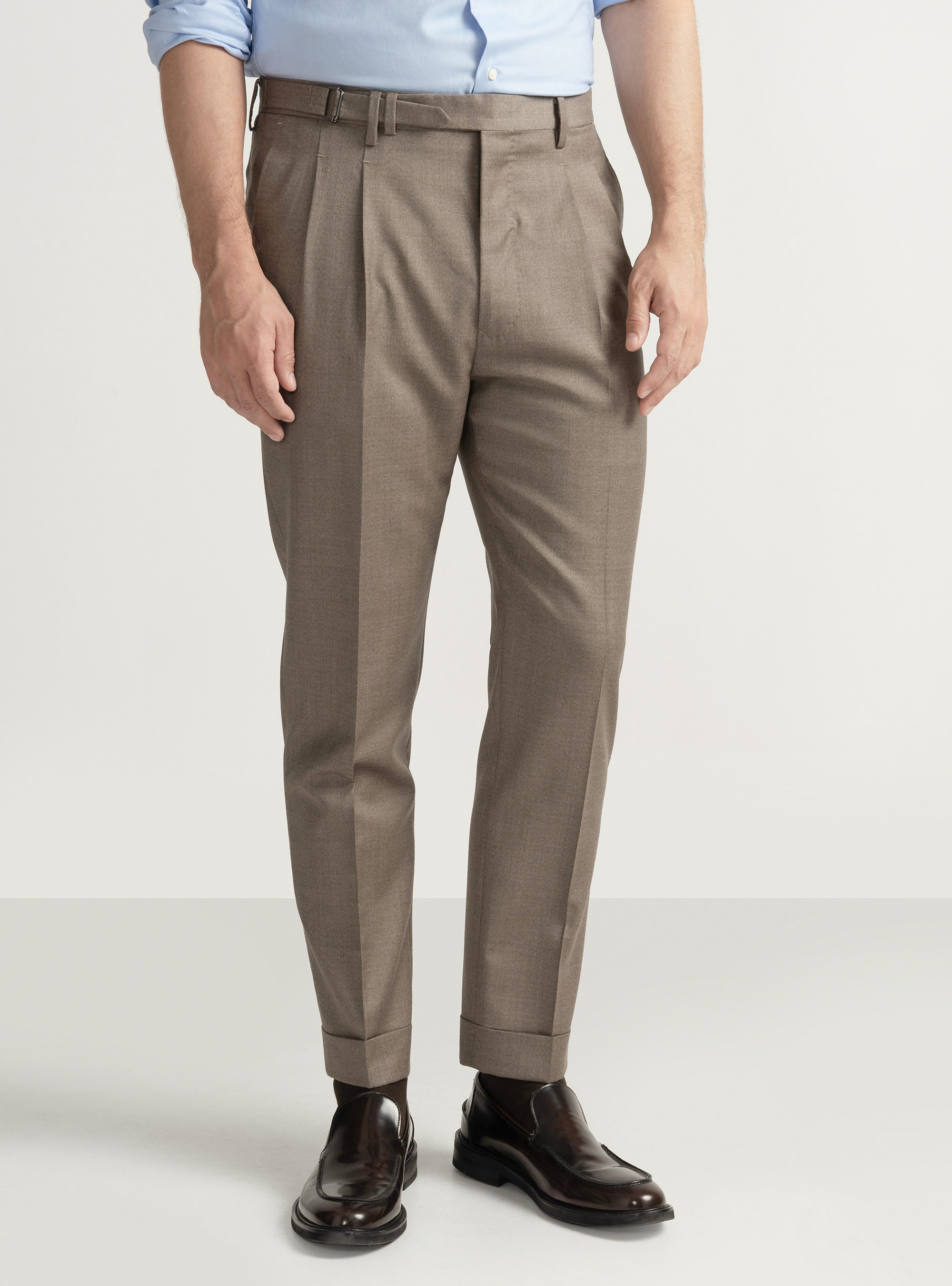 Vitale Barberis Canonico wool pleat trousers, SAND