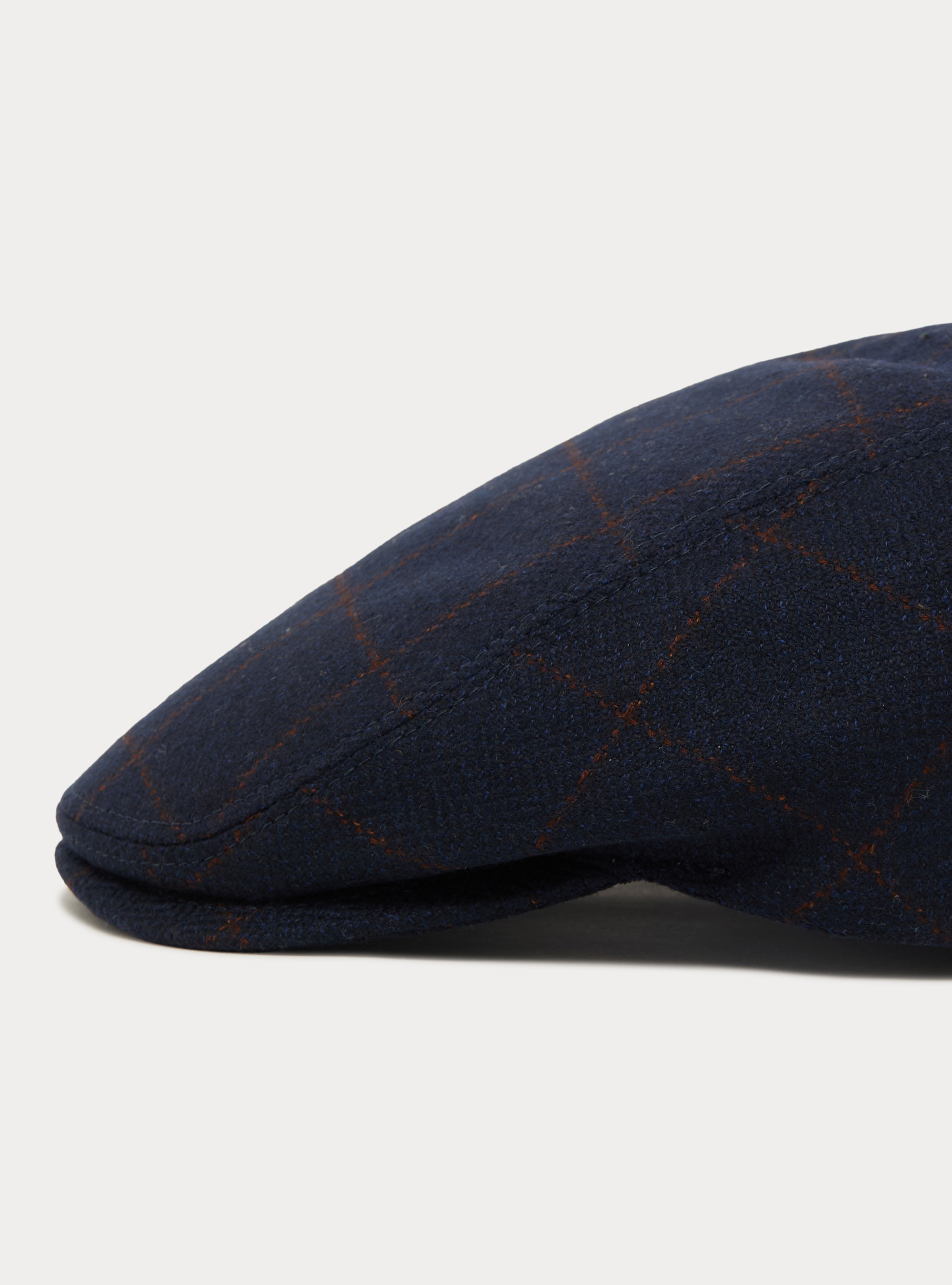 Checked wool-cashmere flat cap by Lanificio di Pray, NAVY BLUE