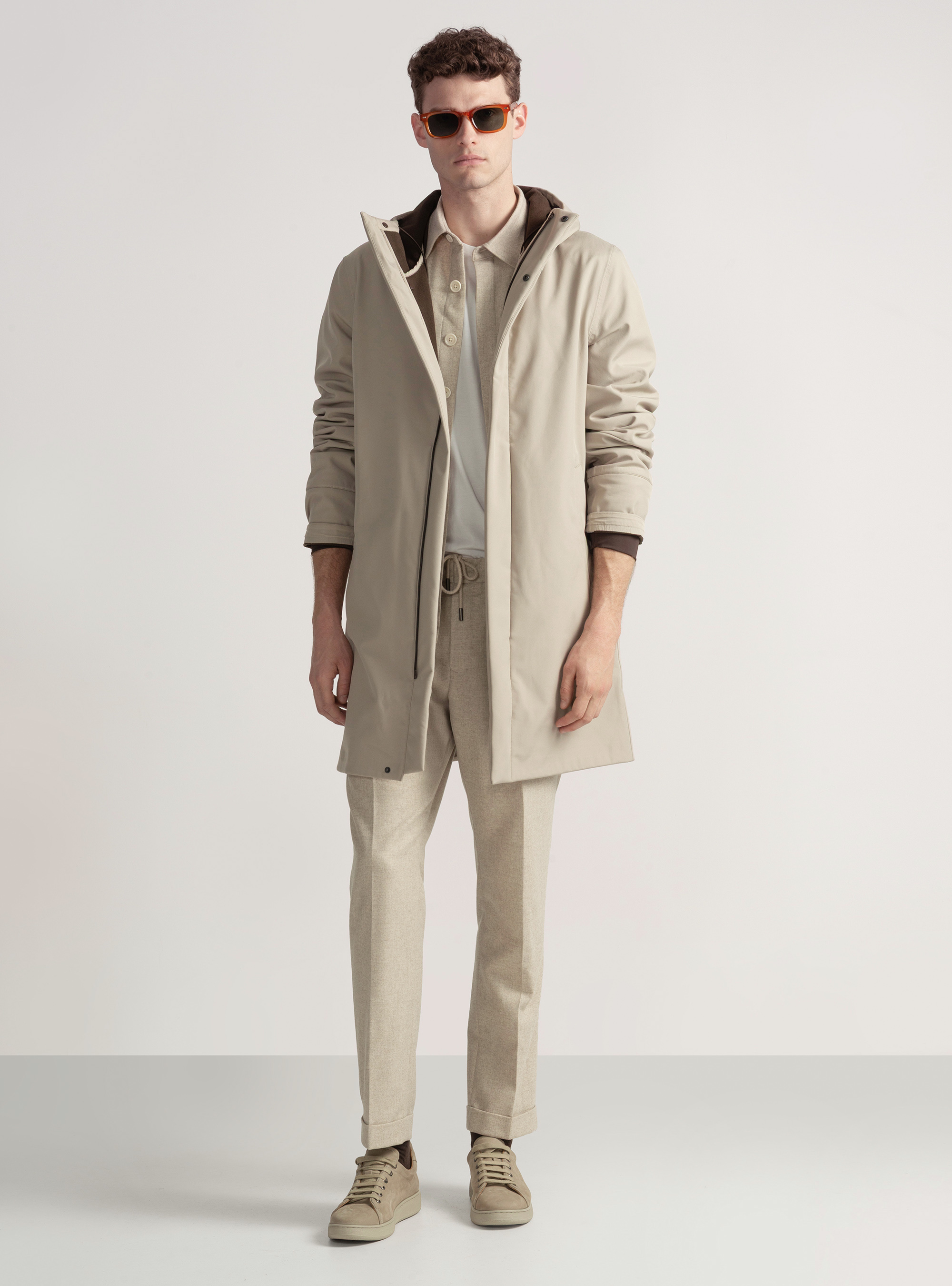 Blouson technique longue avec capuche, SABLE