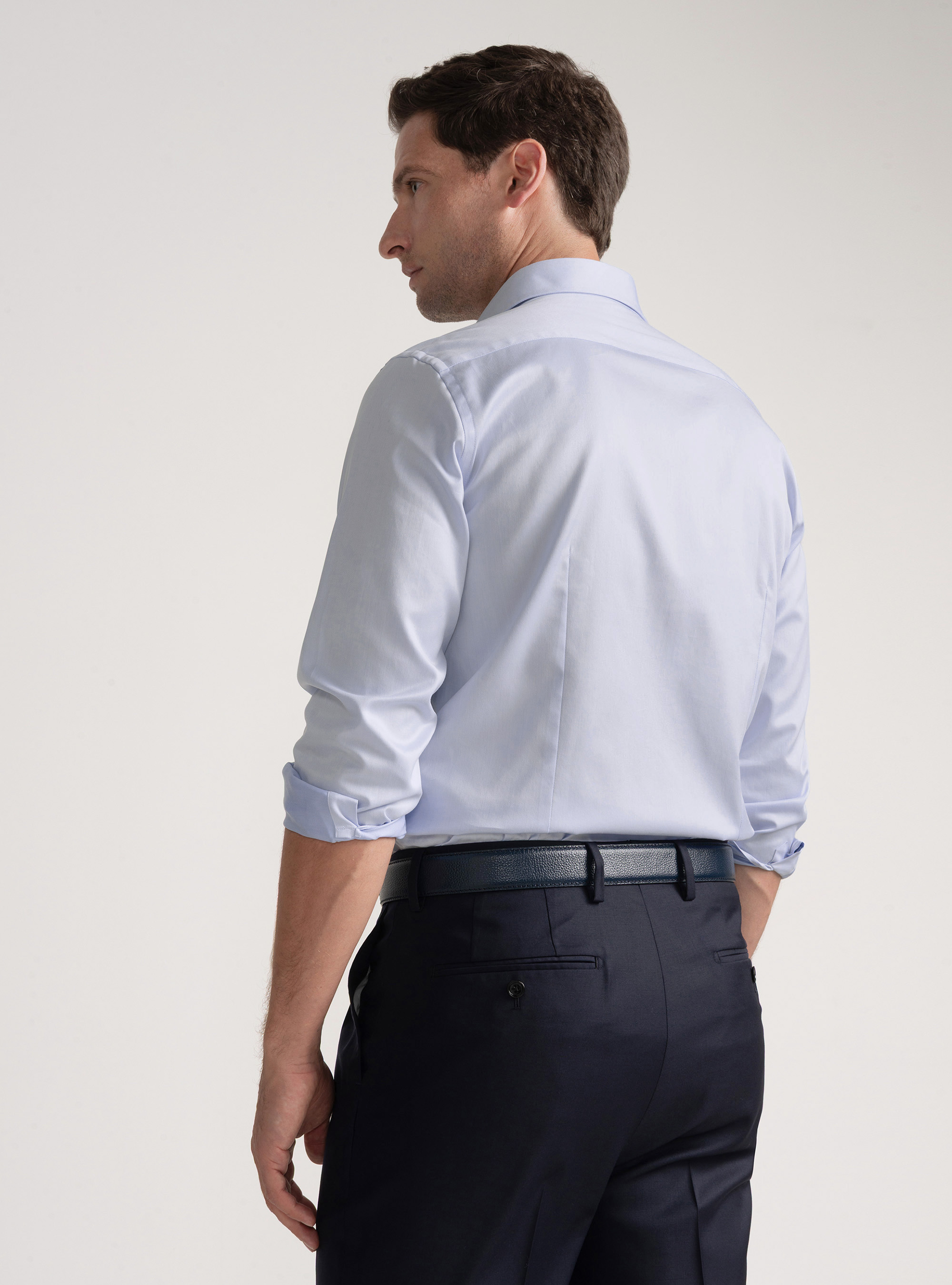 Camicia in twill di cotone, AZZURRO