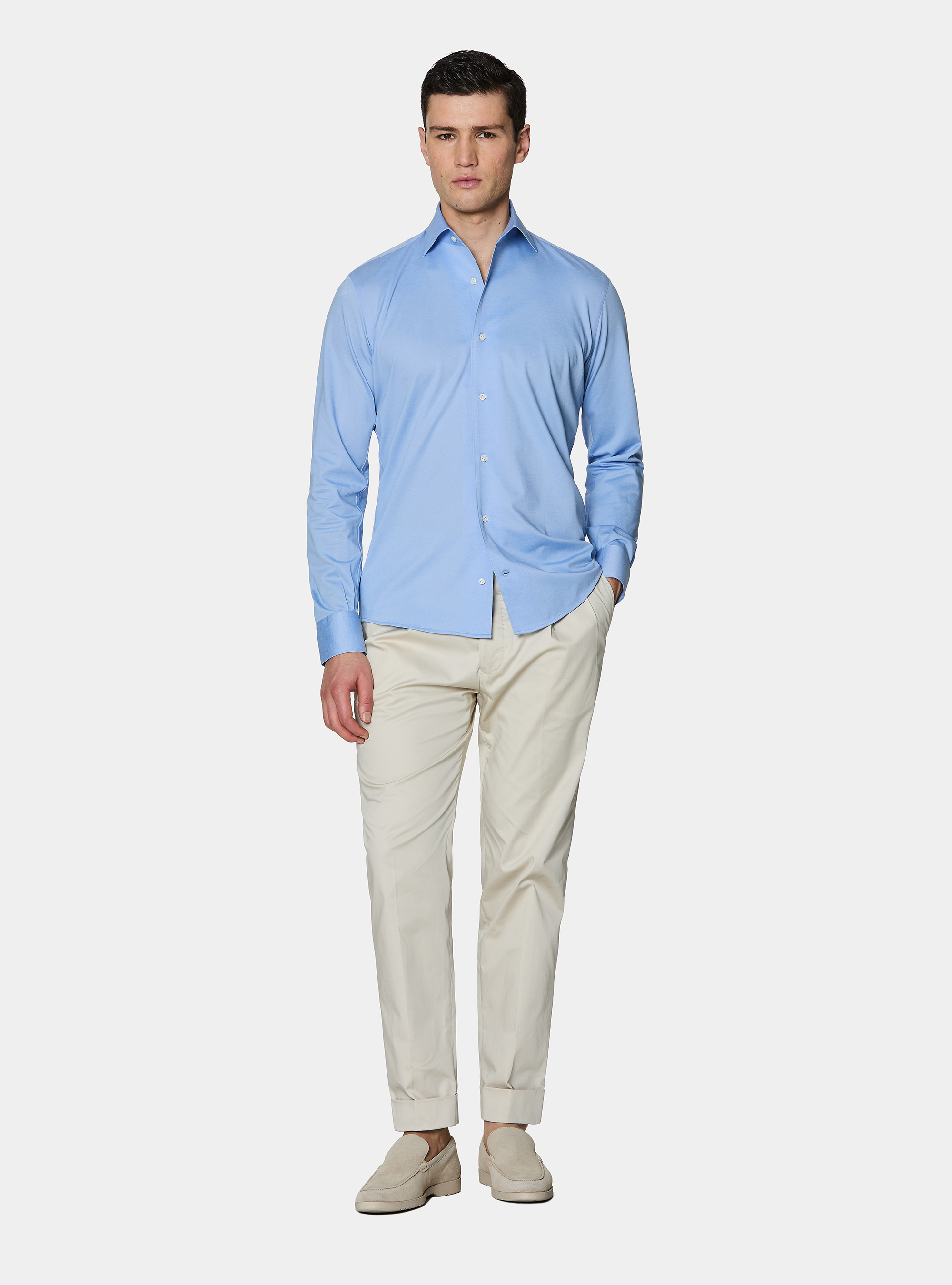 GT01 shirt in cotton blend jersey, LIGHT BLUE