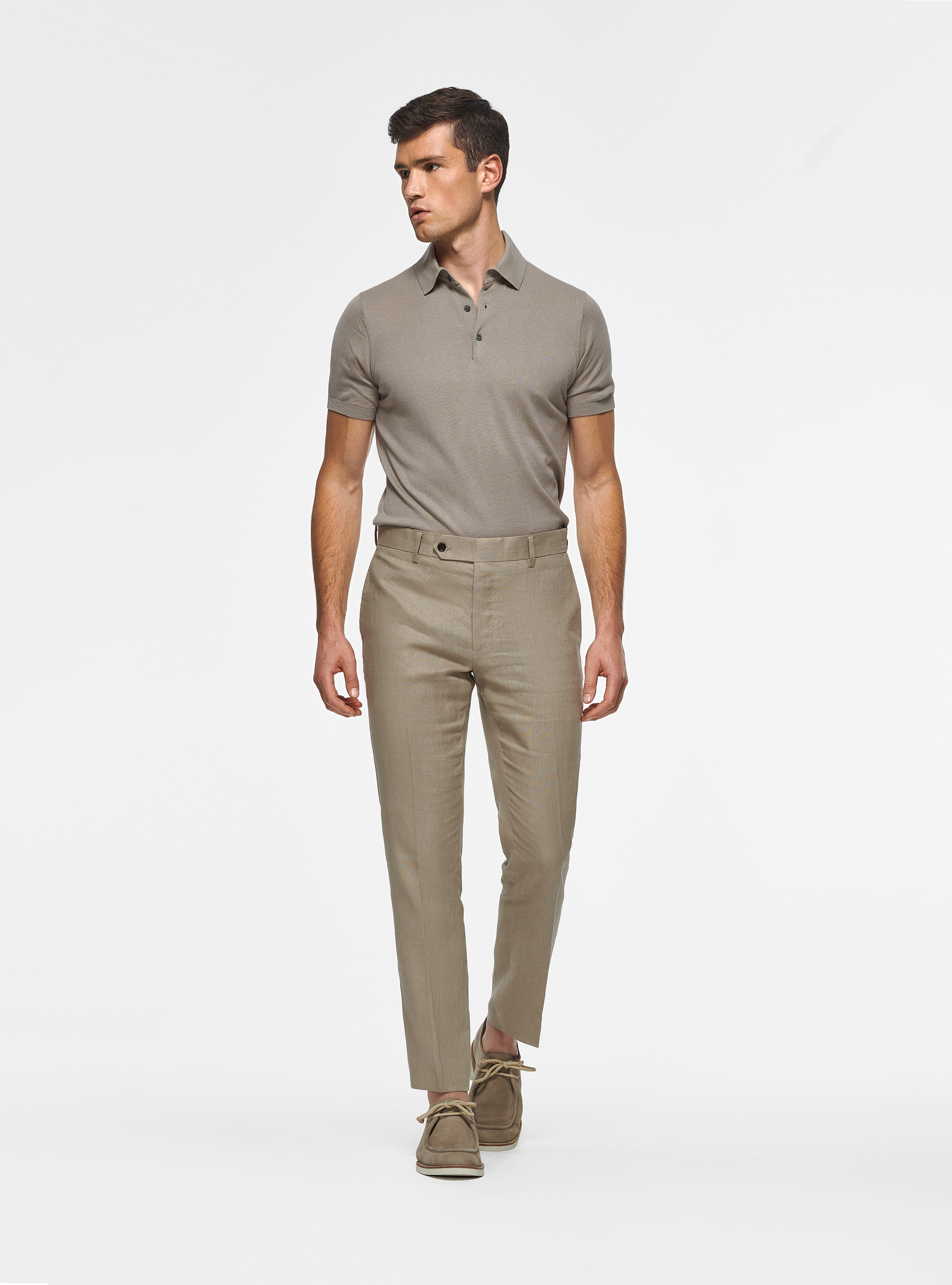 Pantaloni in puro lino, FANGO