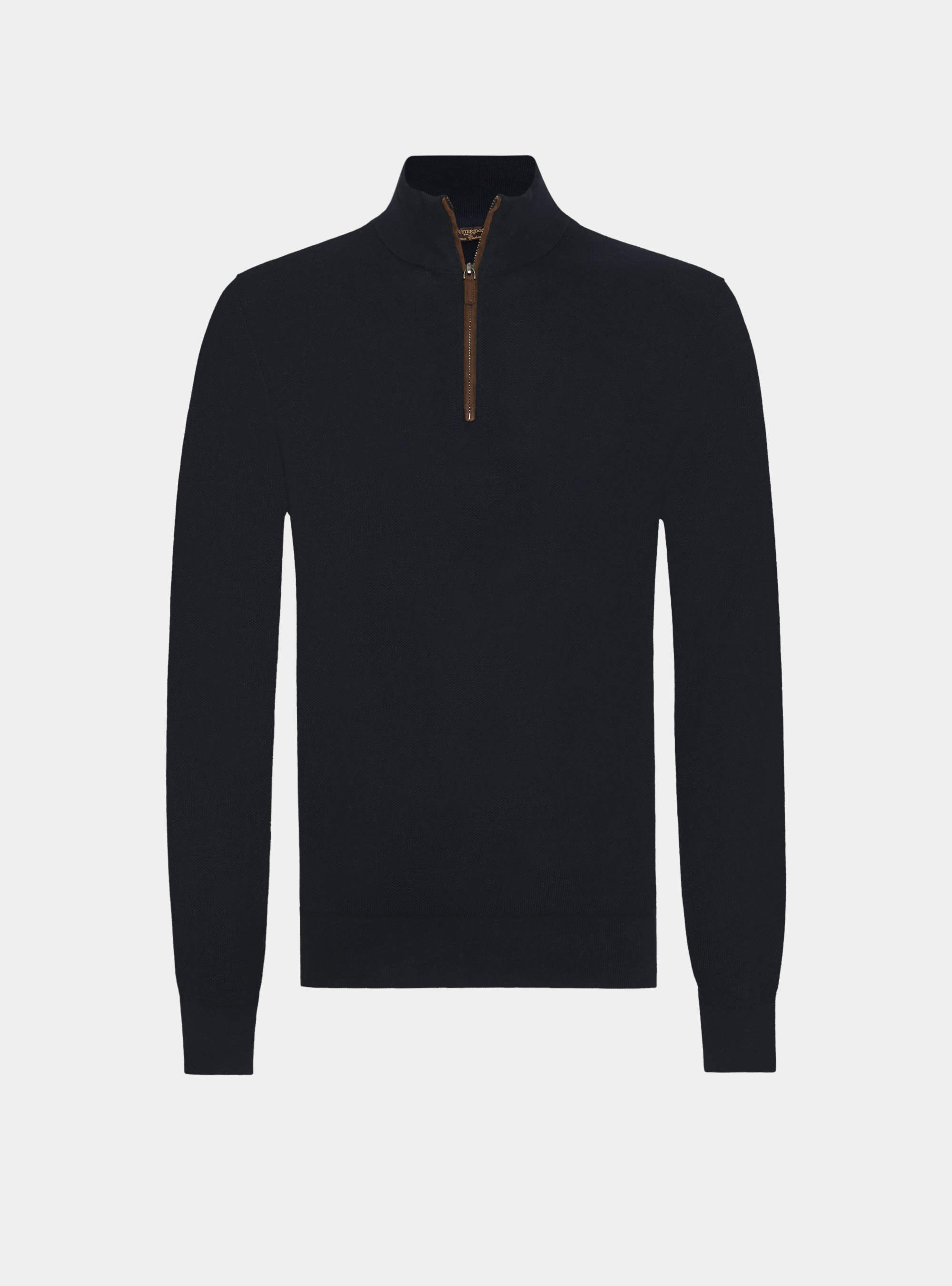 Half-Zip-Pullover aus Baumwolle und Kaschmir mit Wabenstruktur, NAVY 0218C