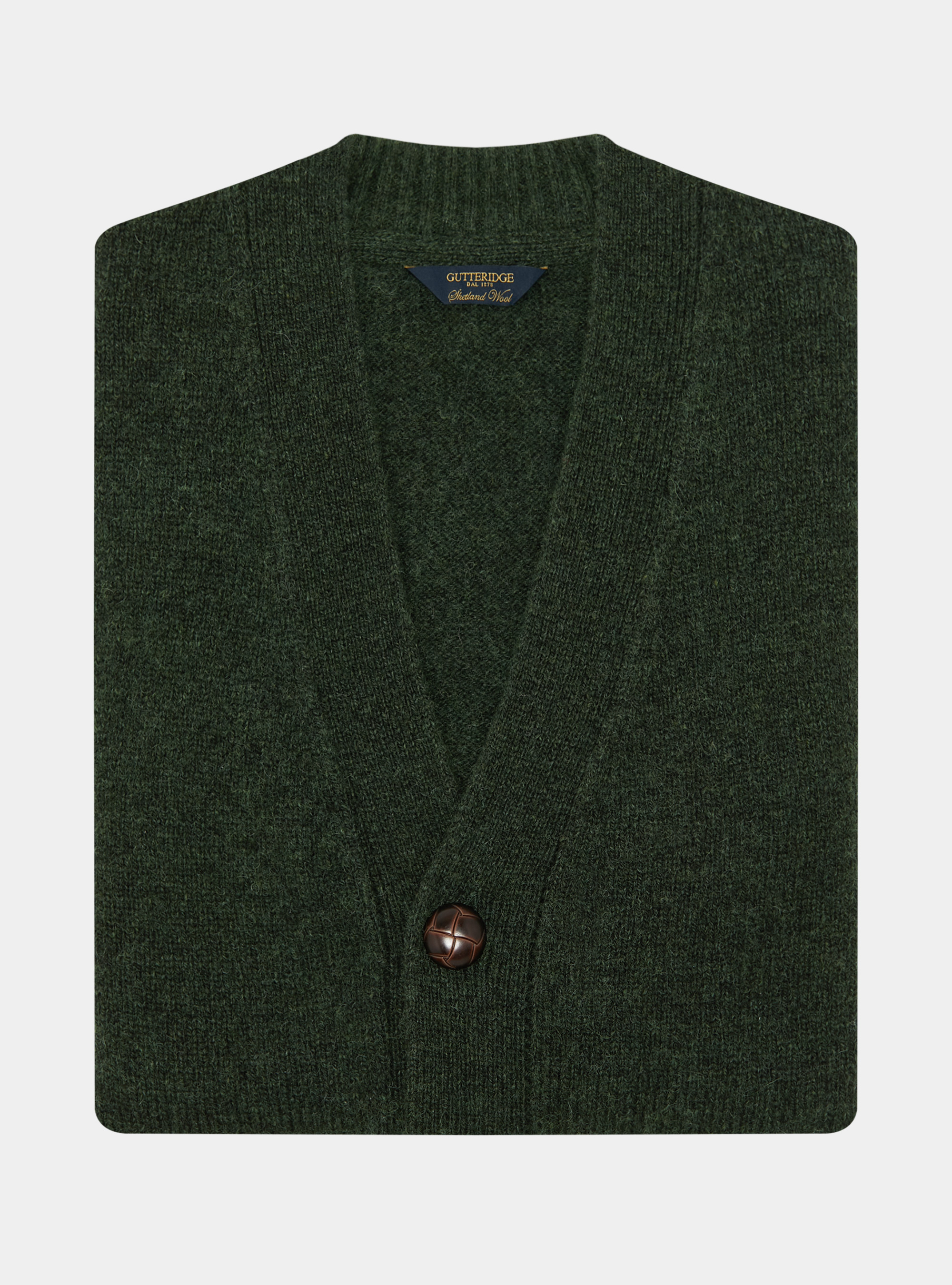 Cardigan in maglia di lana shetland, VERDE