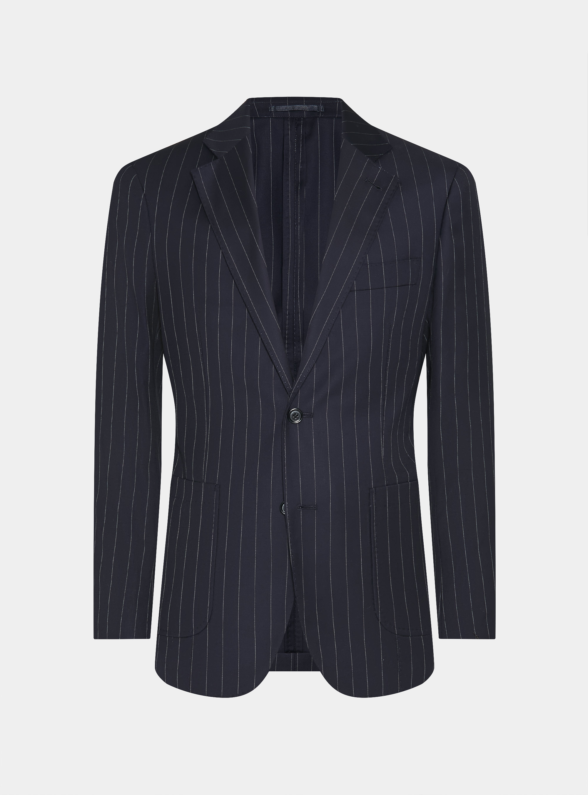 Americana de traje de raya diplom&aacute;tica en pura lana Vitale Barberis Canonico, AZUL MARINO
