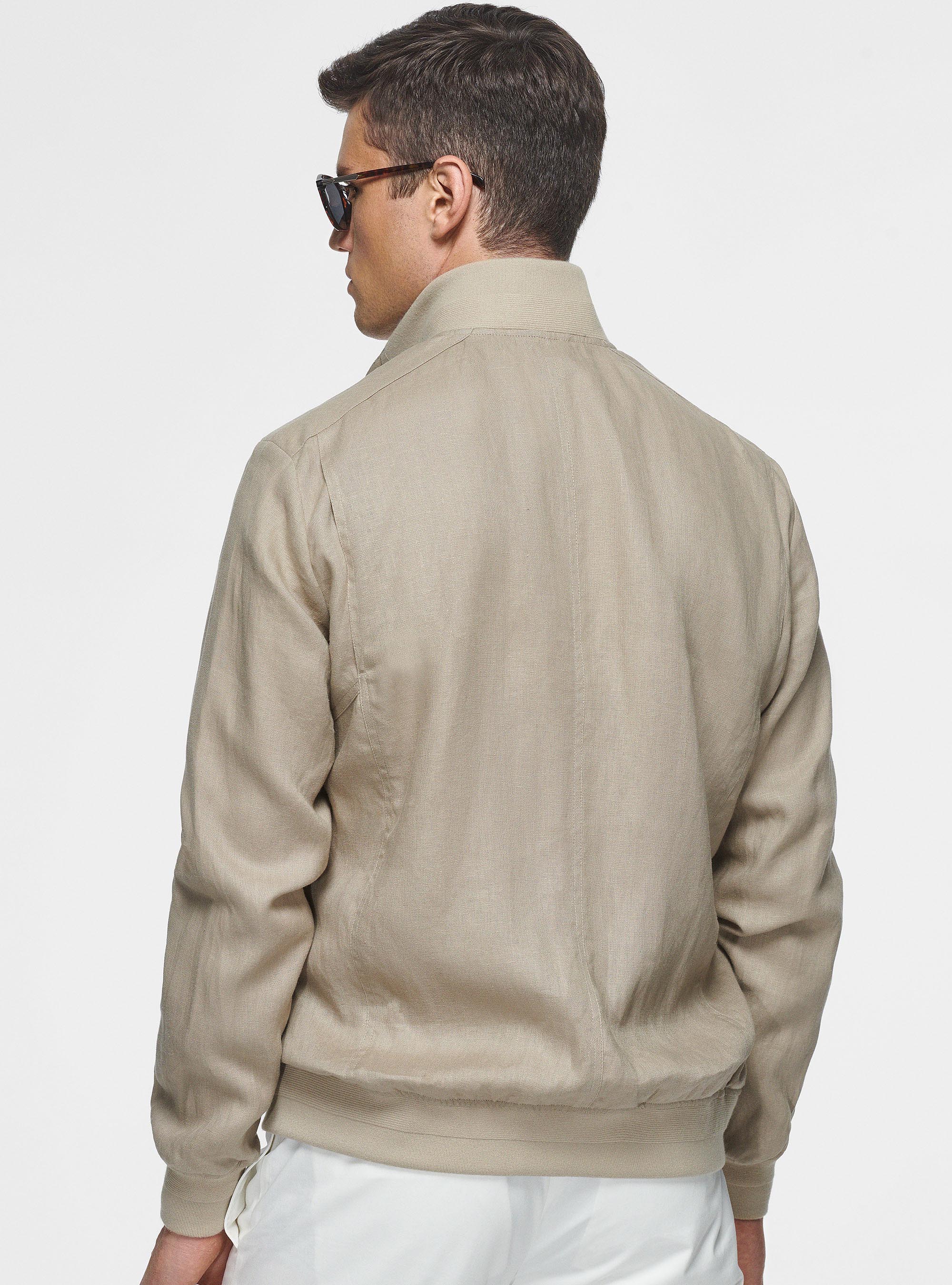 Chaqueta bomber de lino puro, BARRO