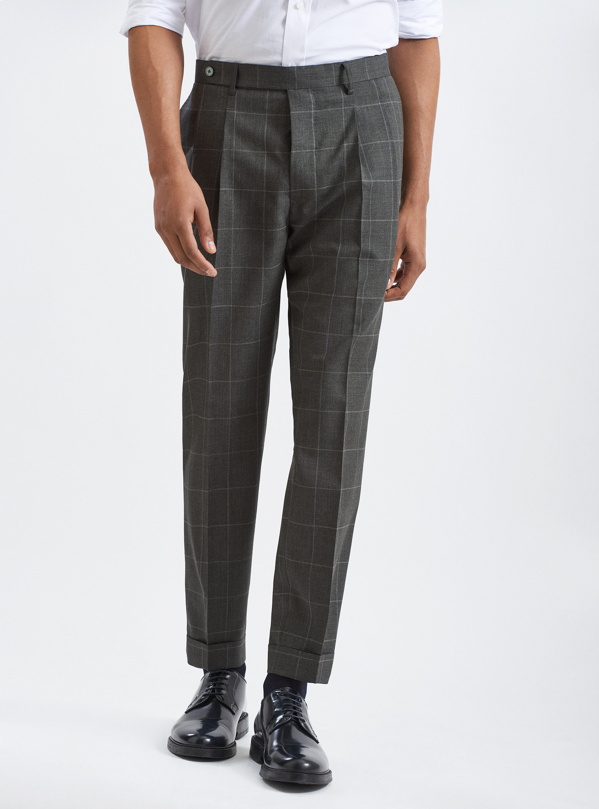 Checked suit trousers in pure wool fabric Vitale Barberis Canonico, GREEN