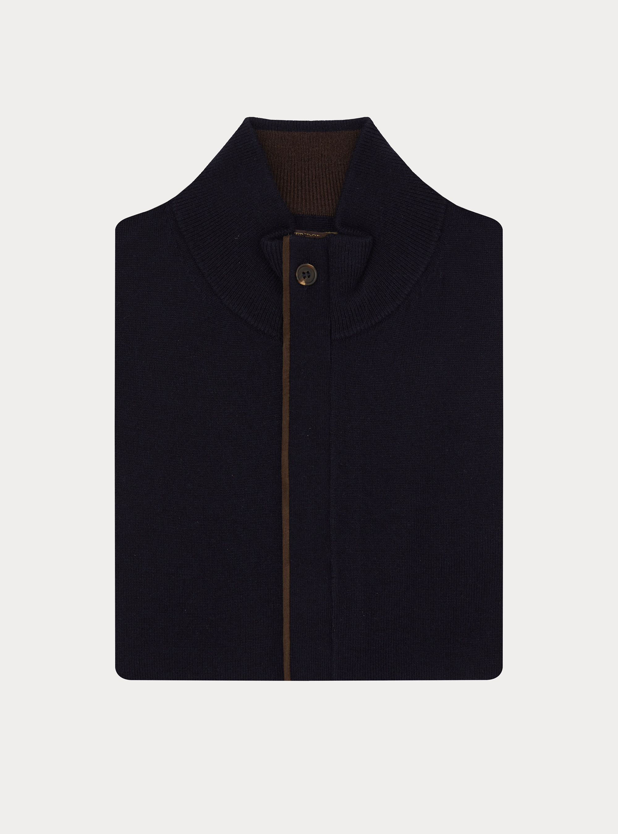 Cardigan con zip in maglia in lambswool e cashmere, BLU NAVY