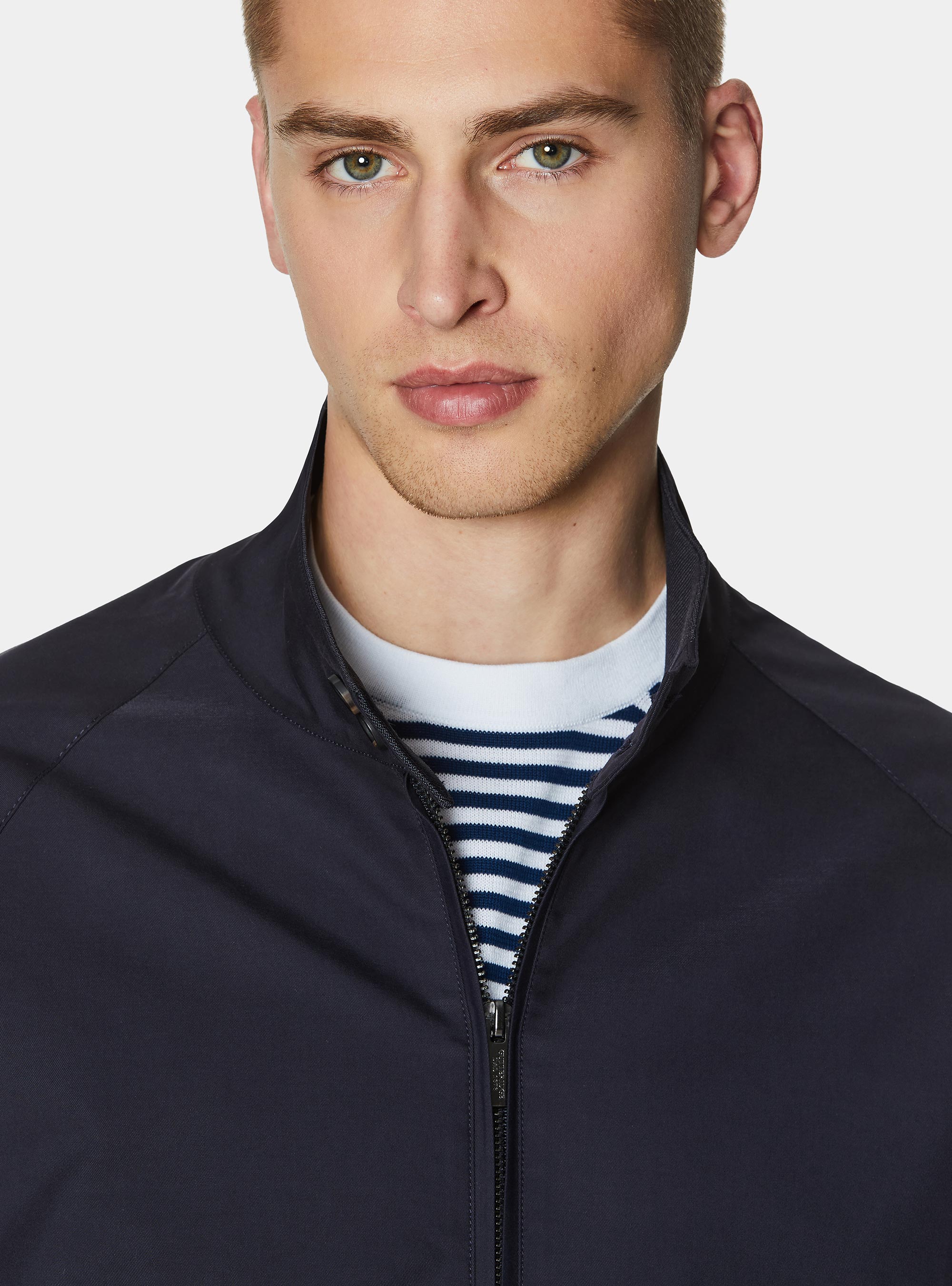 Cotton blend bomber jacket, NAVY BLUE