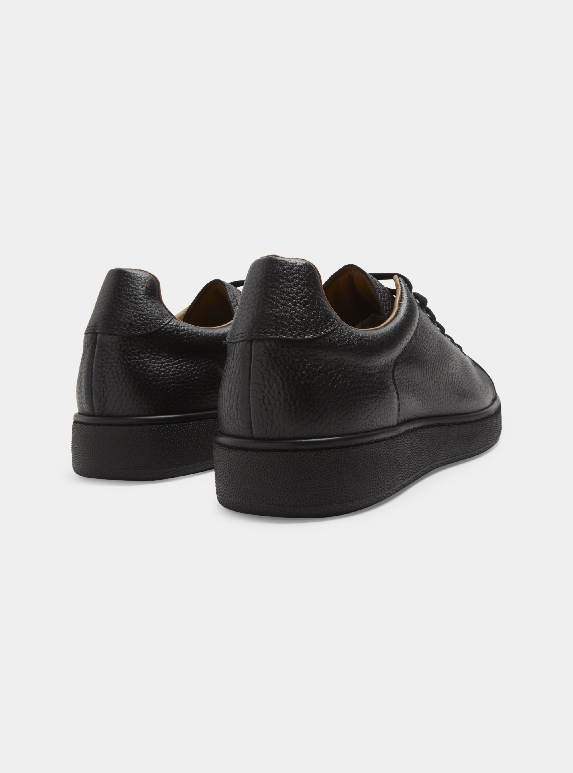 Grained leather trainers, BLACK