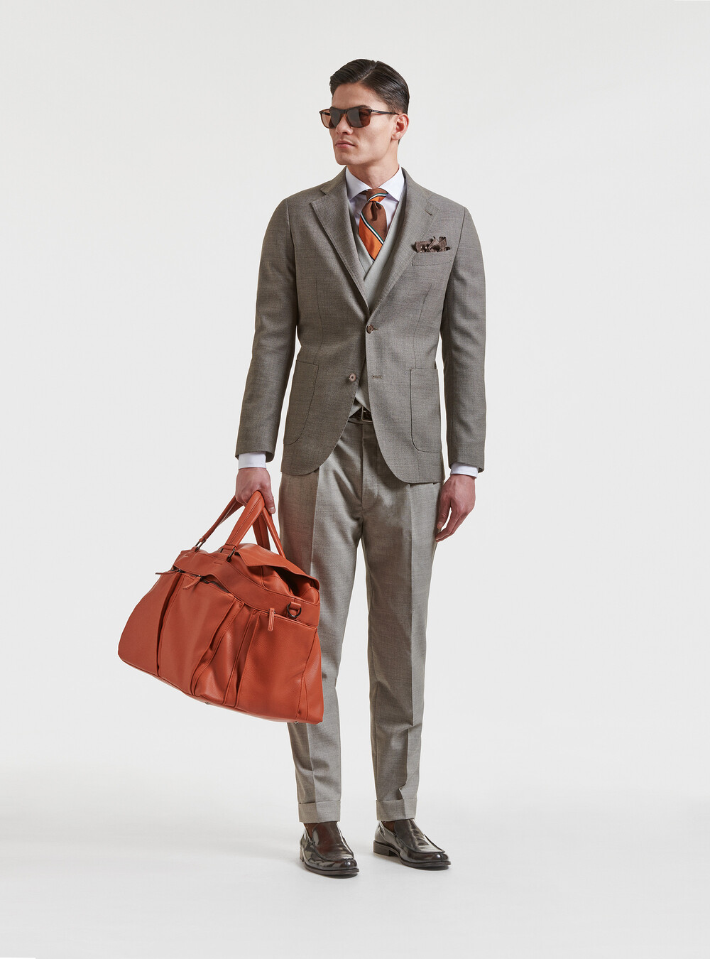 Giacca hopsack in lana Vitale Barberis Canonico, FANGO