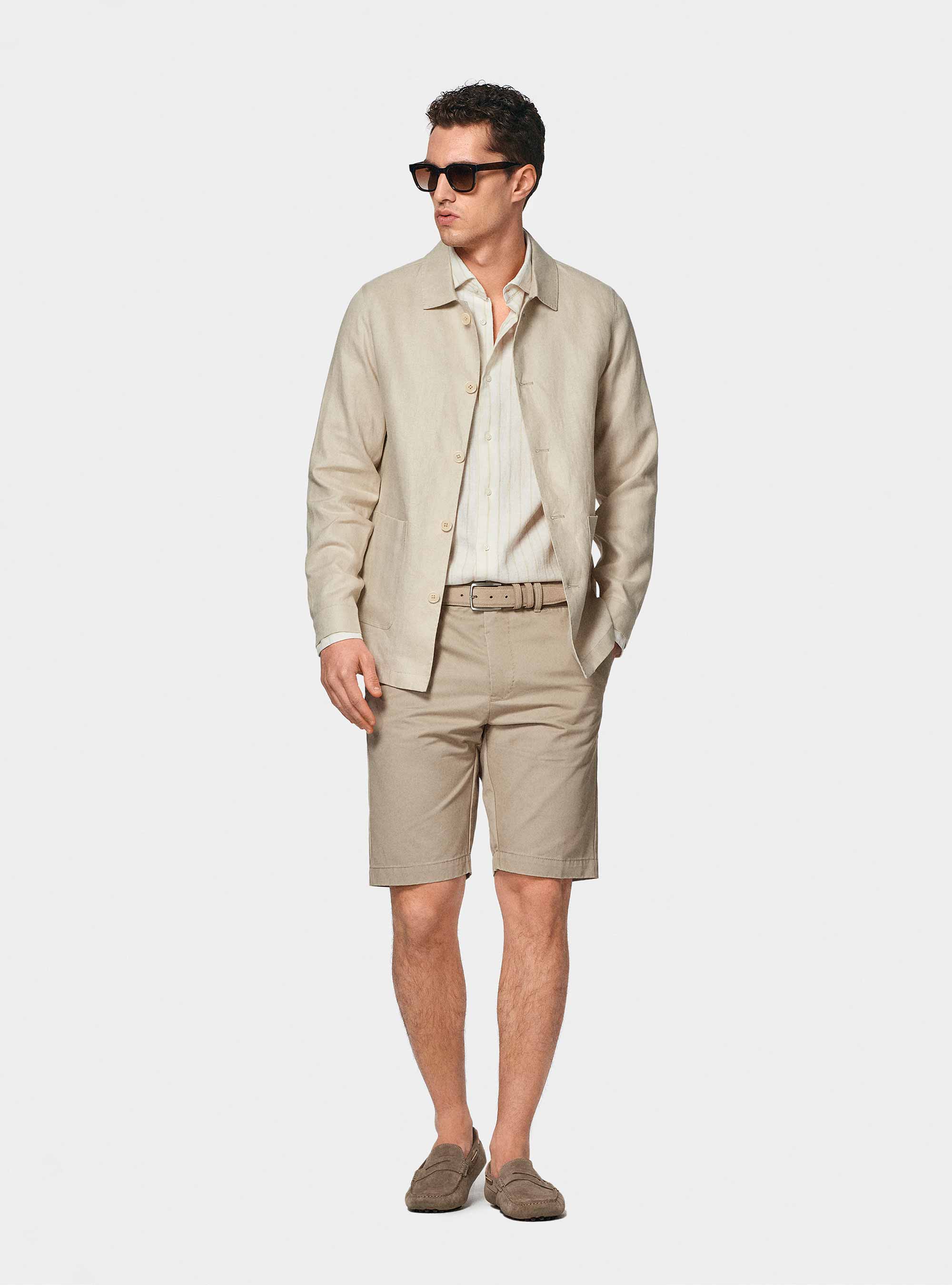 Giacca camicia in puro lino, ECRU