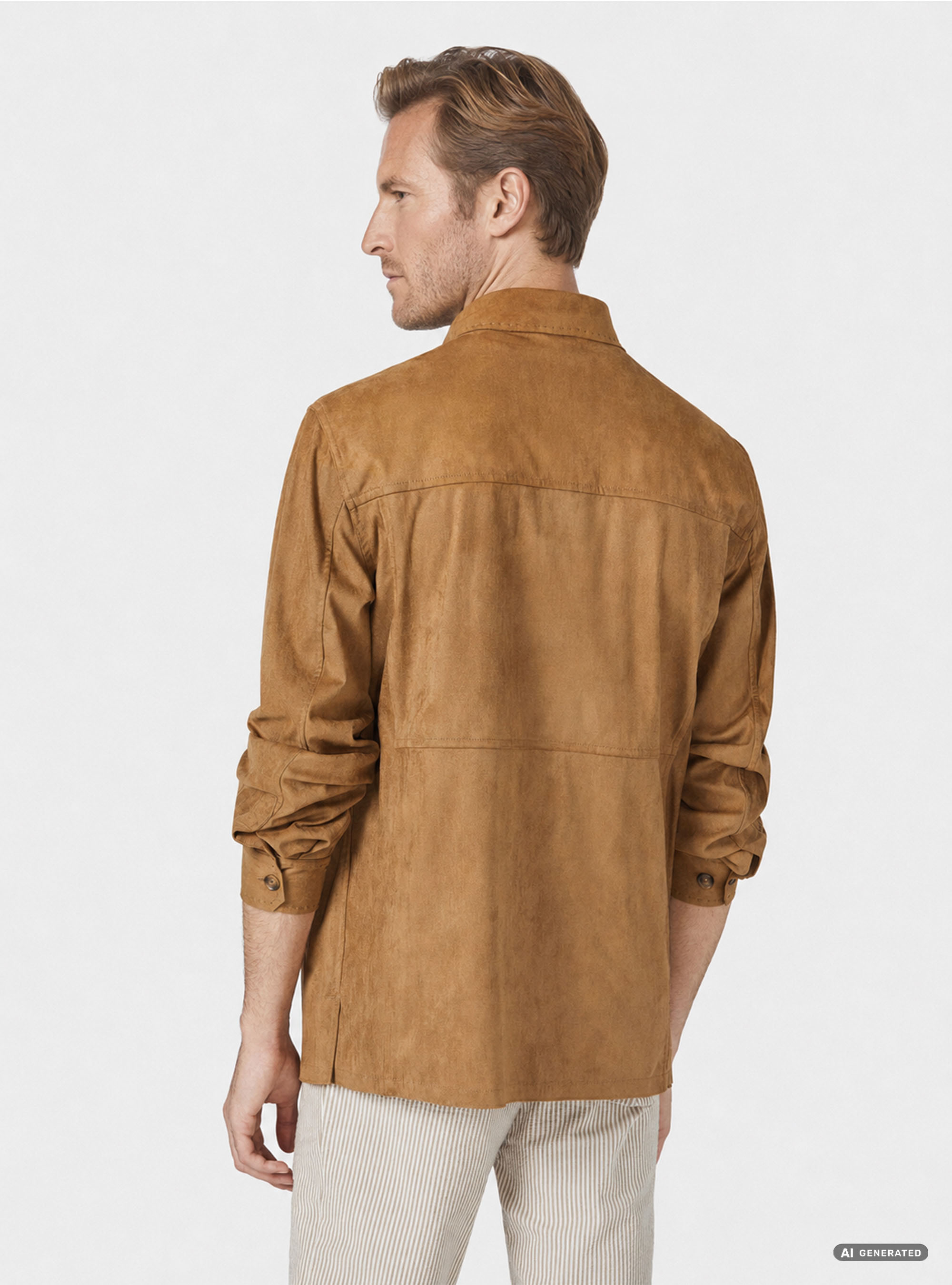 Giacca camicia effetto scamosciato, MARRONE