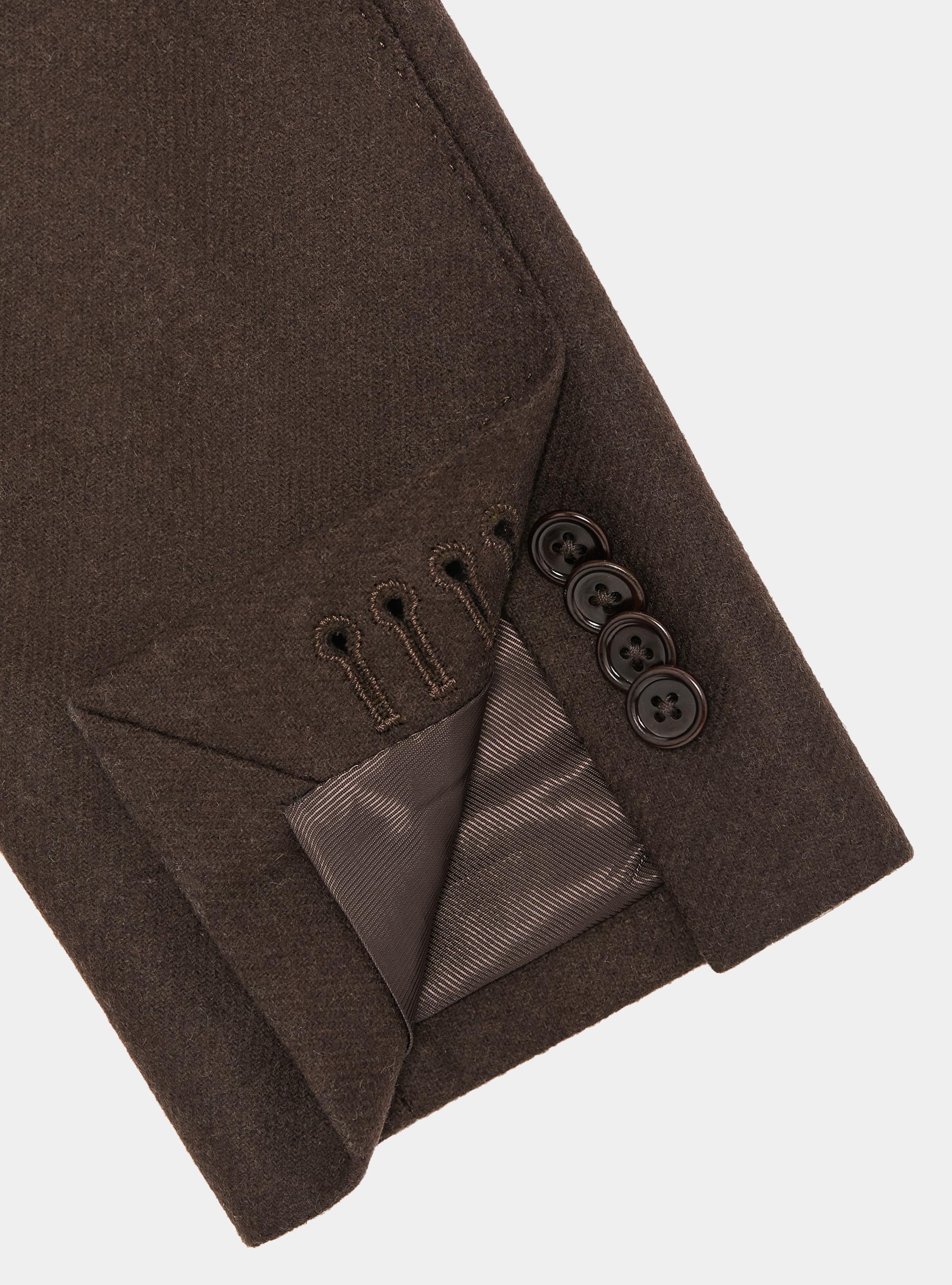 Double-breasted flannel blazer, BROWN