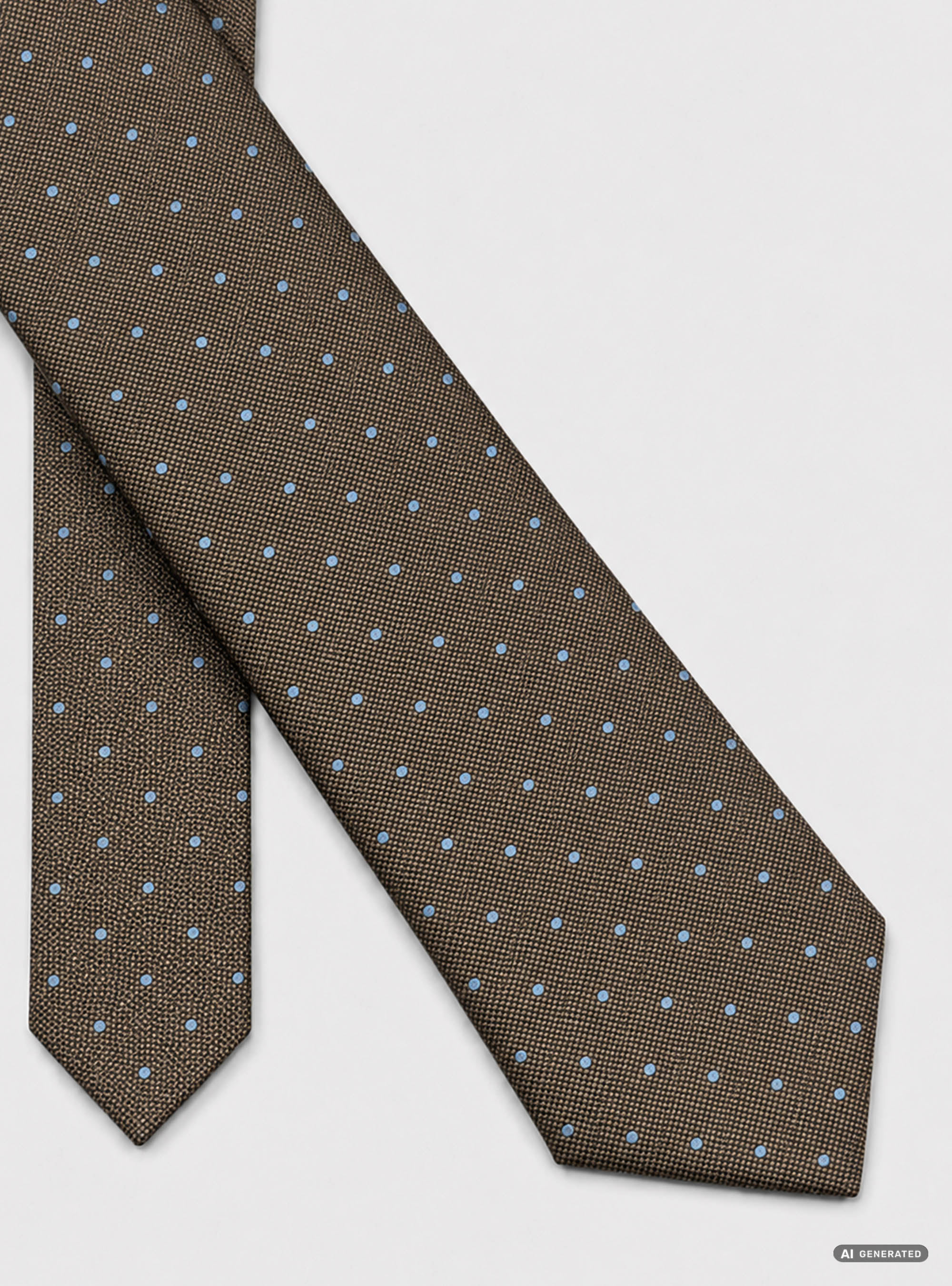 Cravatta in seta jacquard a pois, MARRONE