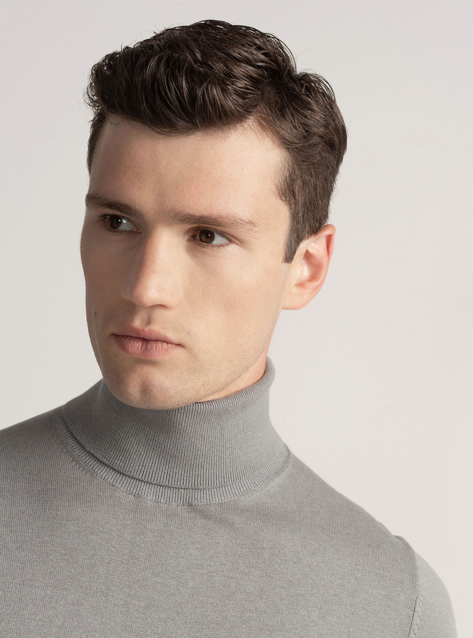 Dolcevita in cotone seta e cashmere, GRIGIO CHIARO