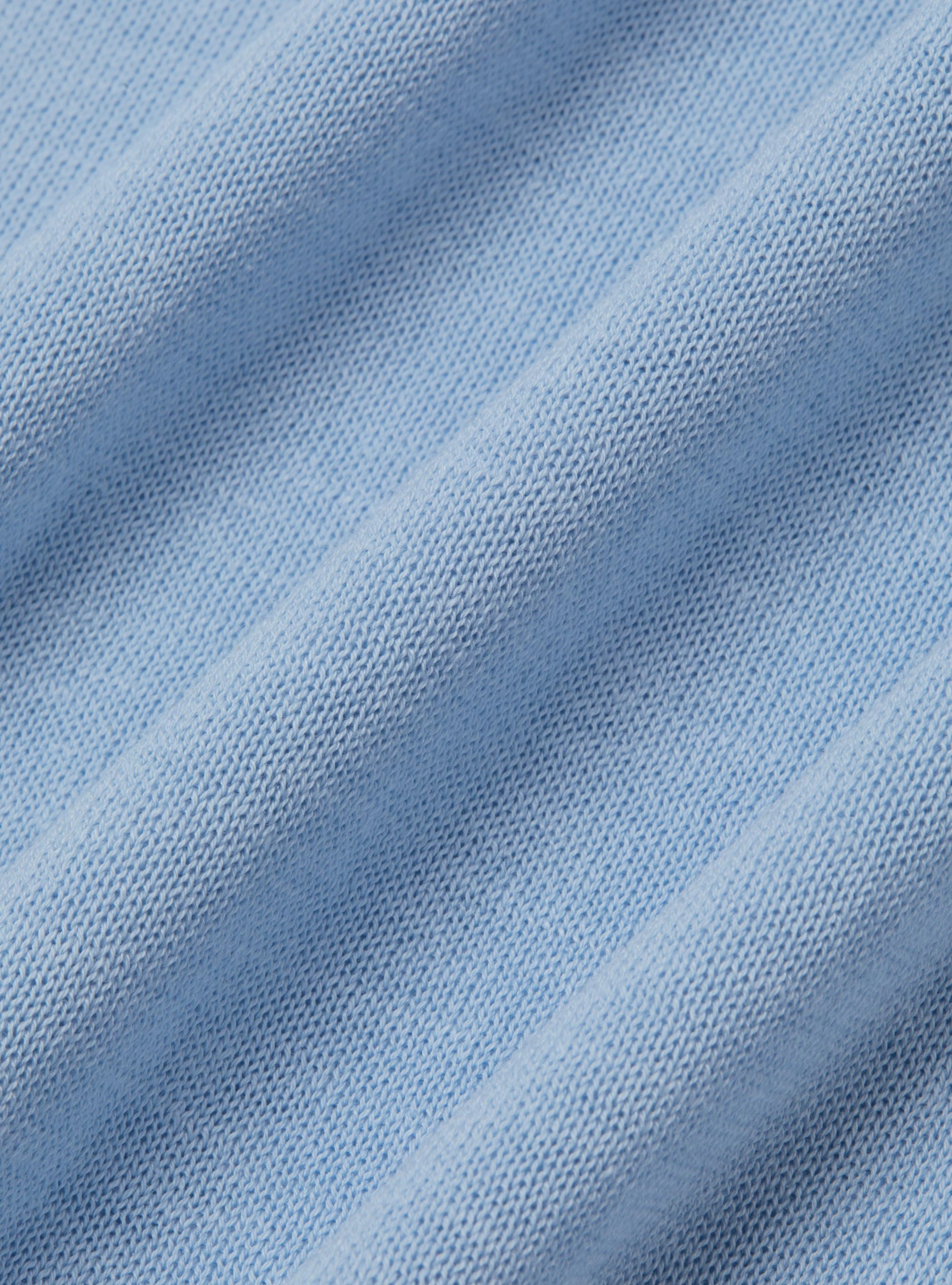 Polo en coton et soie, BLEU CIEL