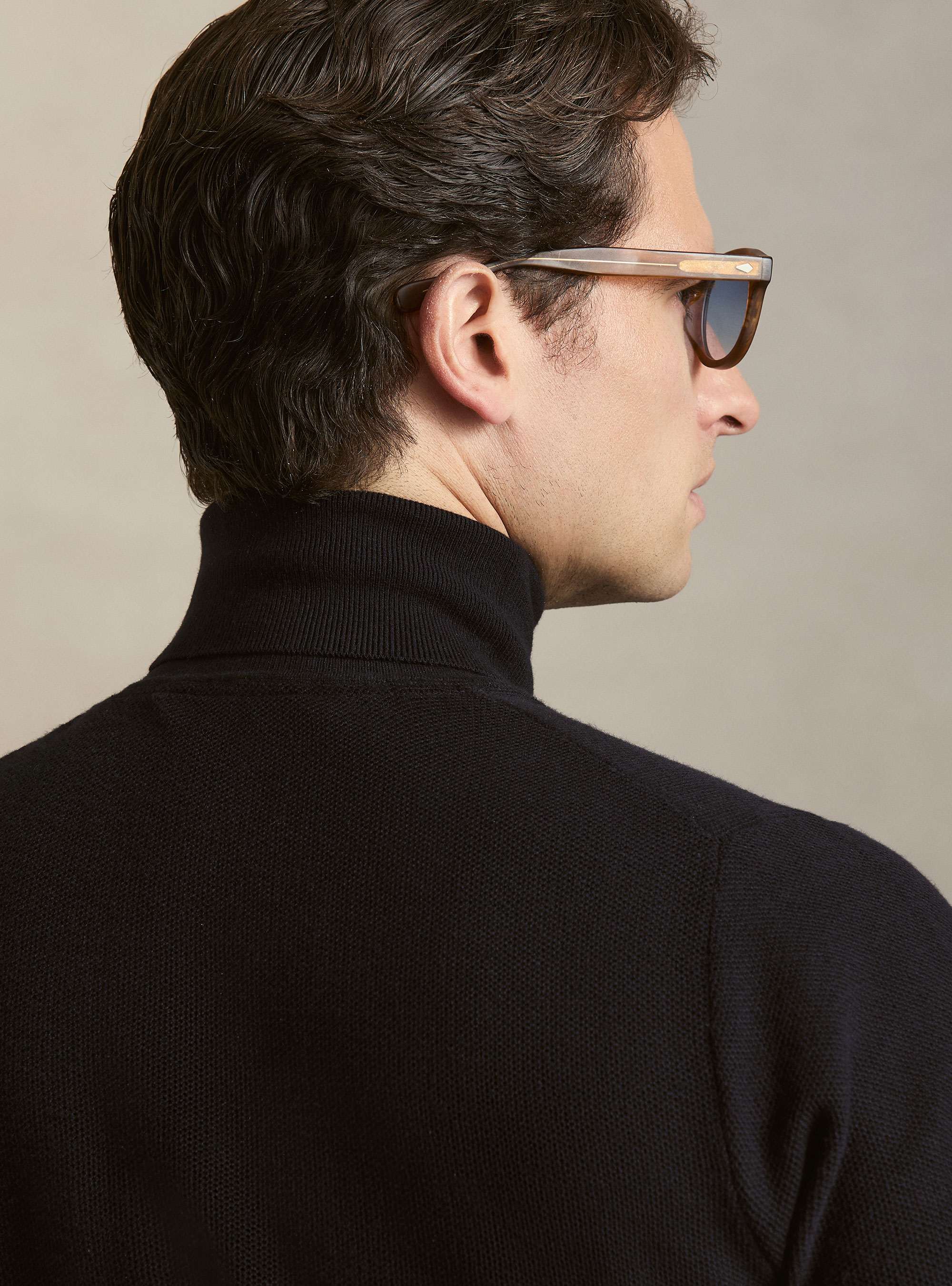 Waffelstrick-Rollkragenpullover, NAVY 0218C