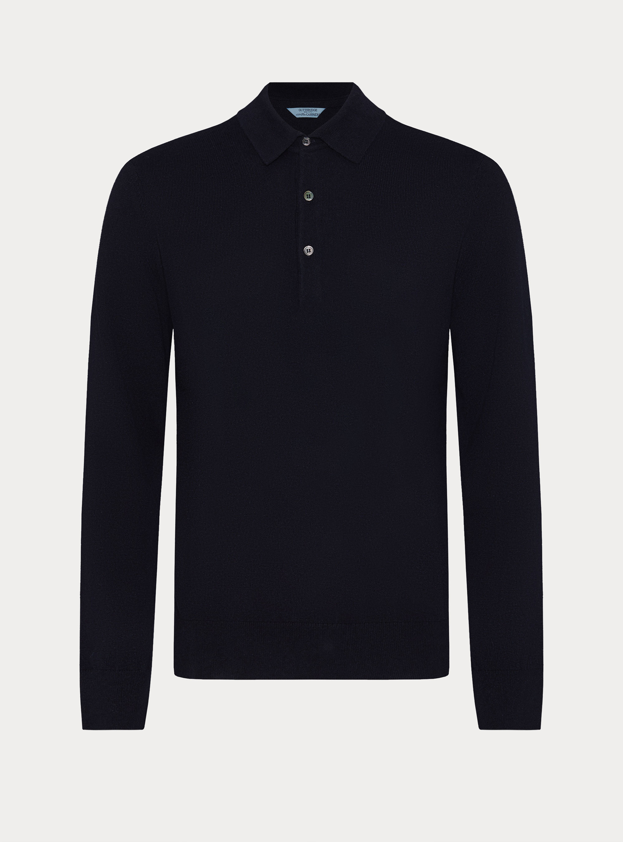 Long-sleeve polo shirt made of pure cashmere, NAVY BLUE