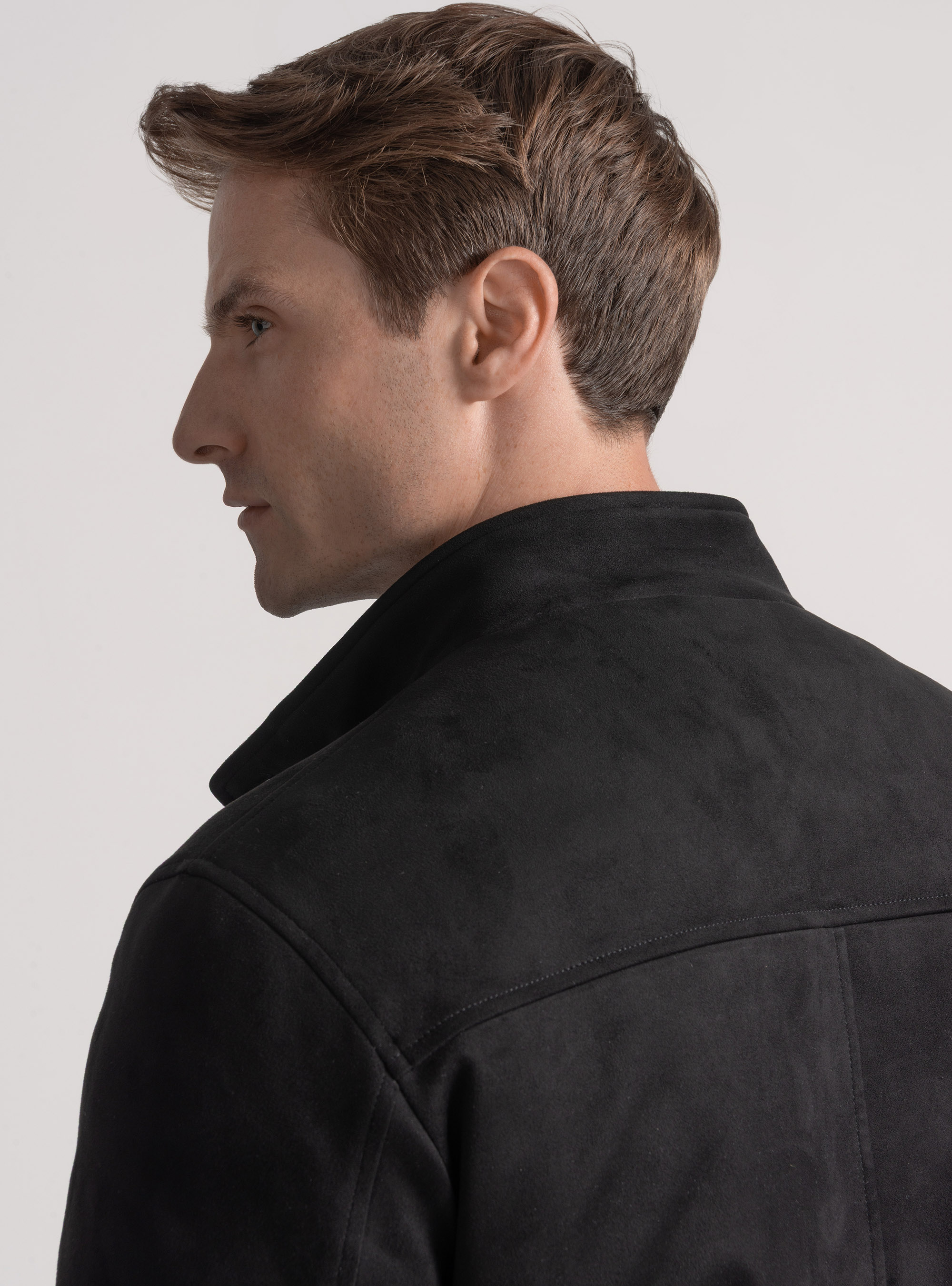 Bomber imbottito effetto suede, NERO