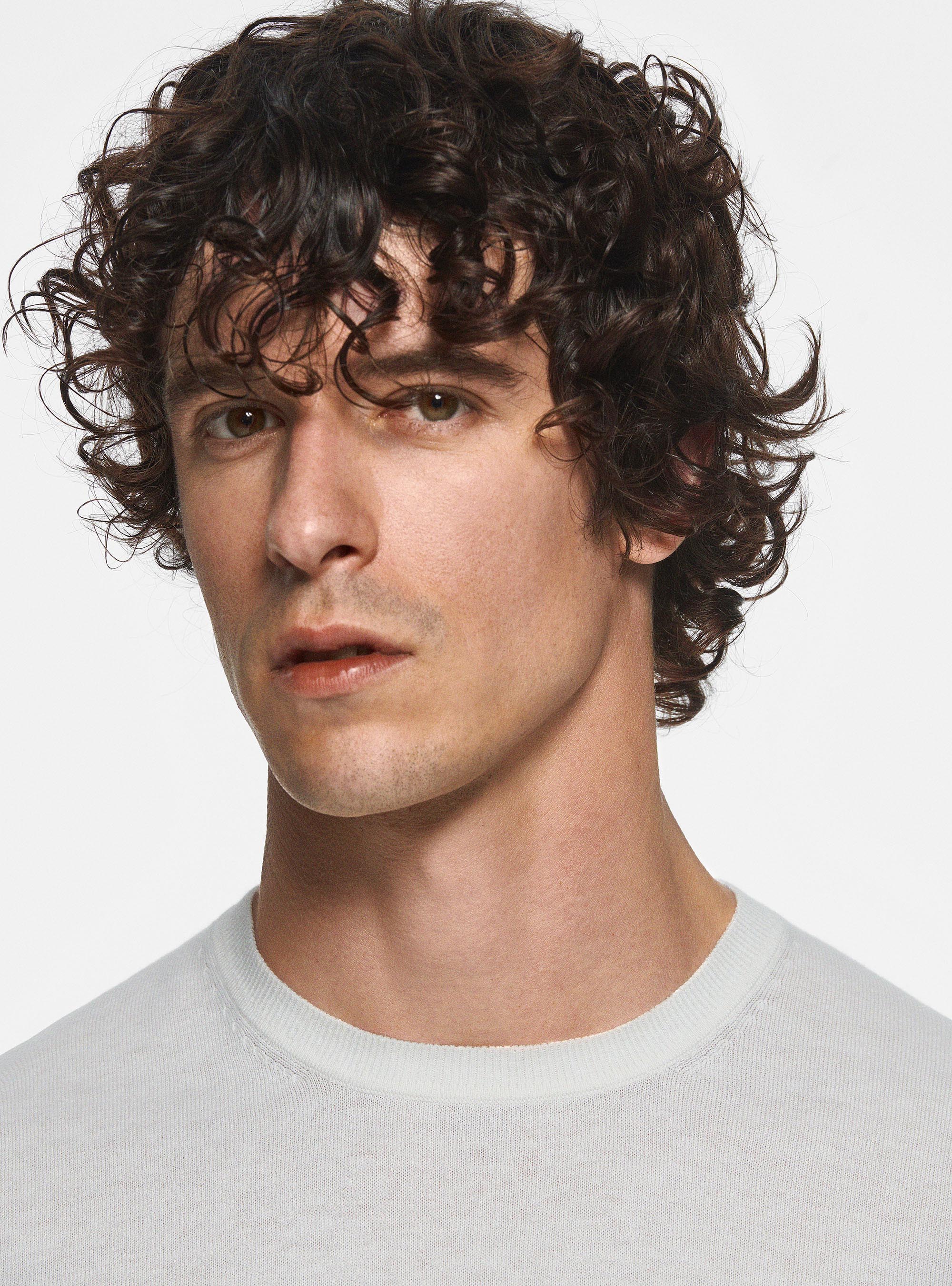 Maglia girocollo in cotone seta e cashmere, BIANCO