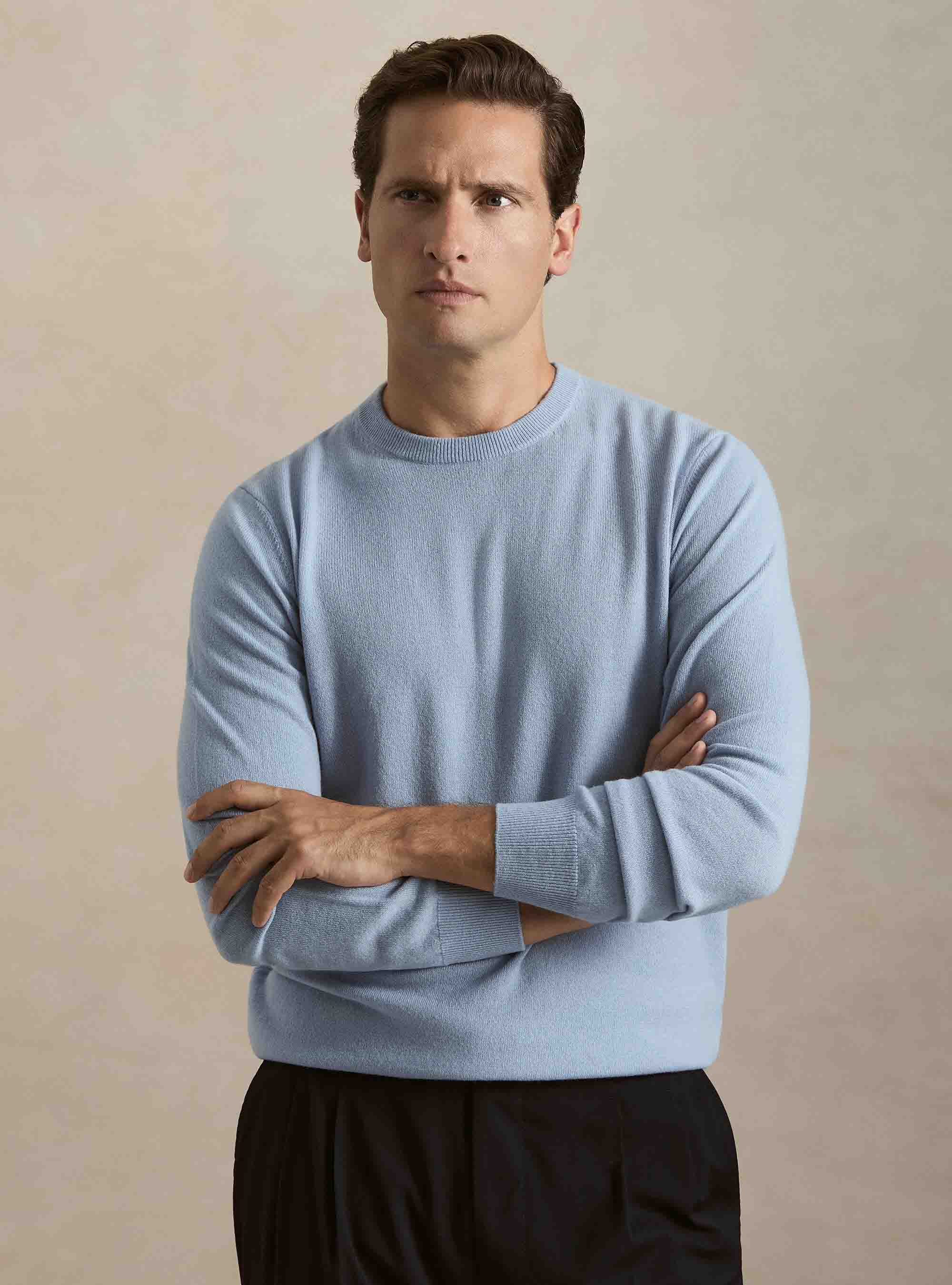 Rundhalspullover aus 100% Kaschmir, 0266C AZZURRO