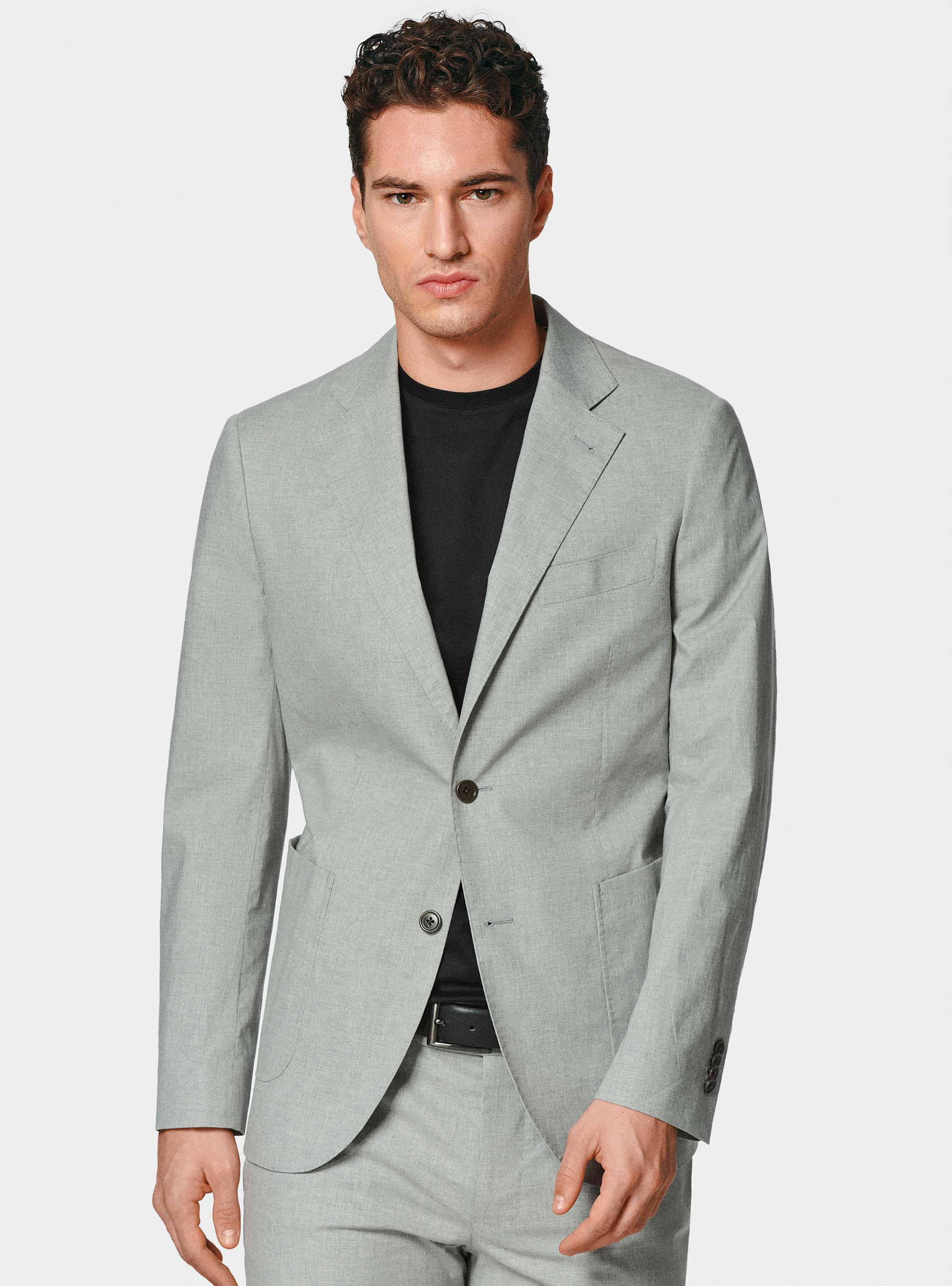 Giacca abito grigio in cotone stretch, GRIGIO MELANGE 0151C