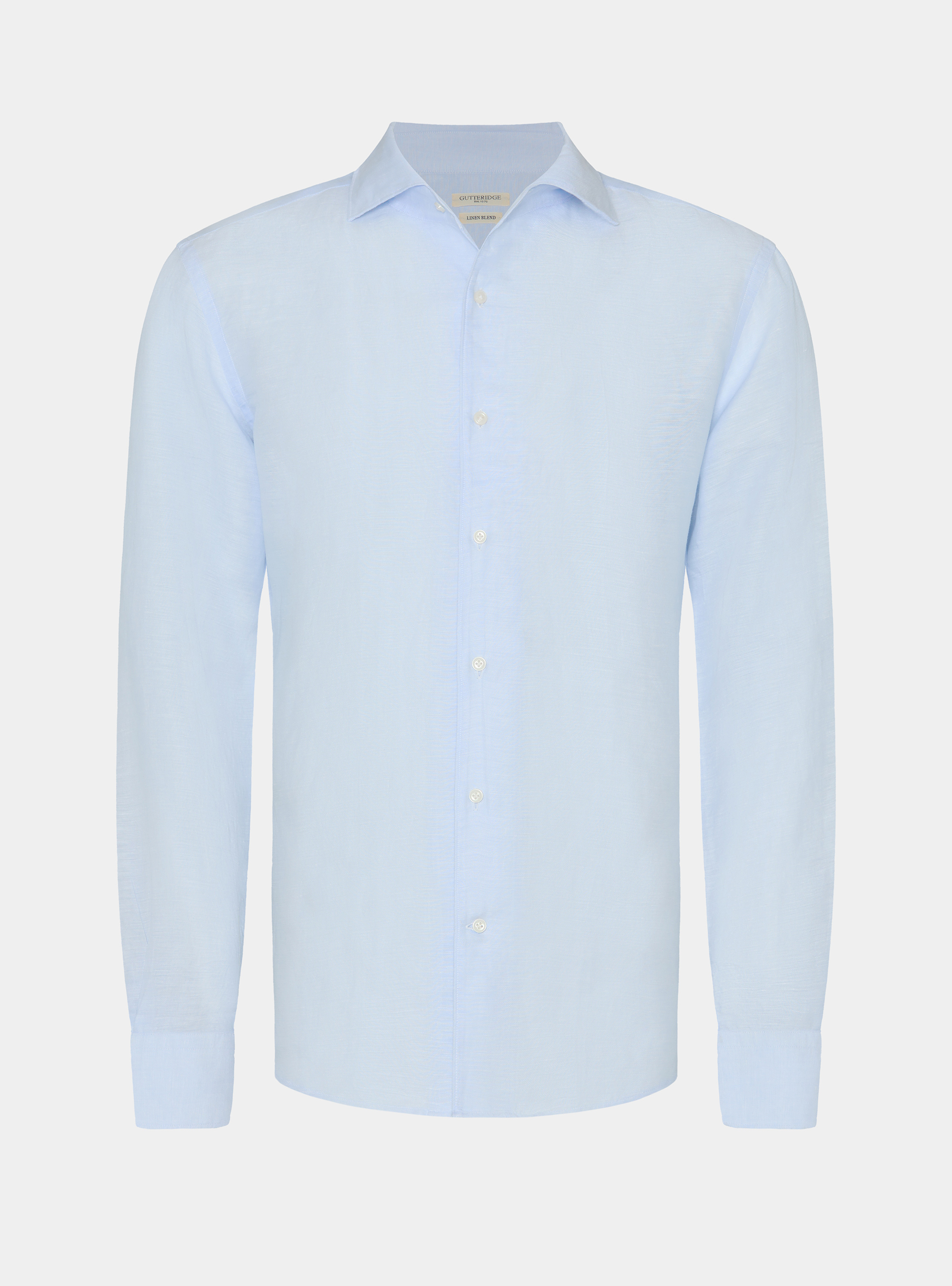 Leinenmischhemd mit Beleg, AZZURRO 0276C