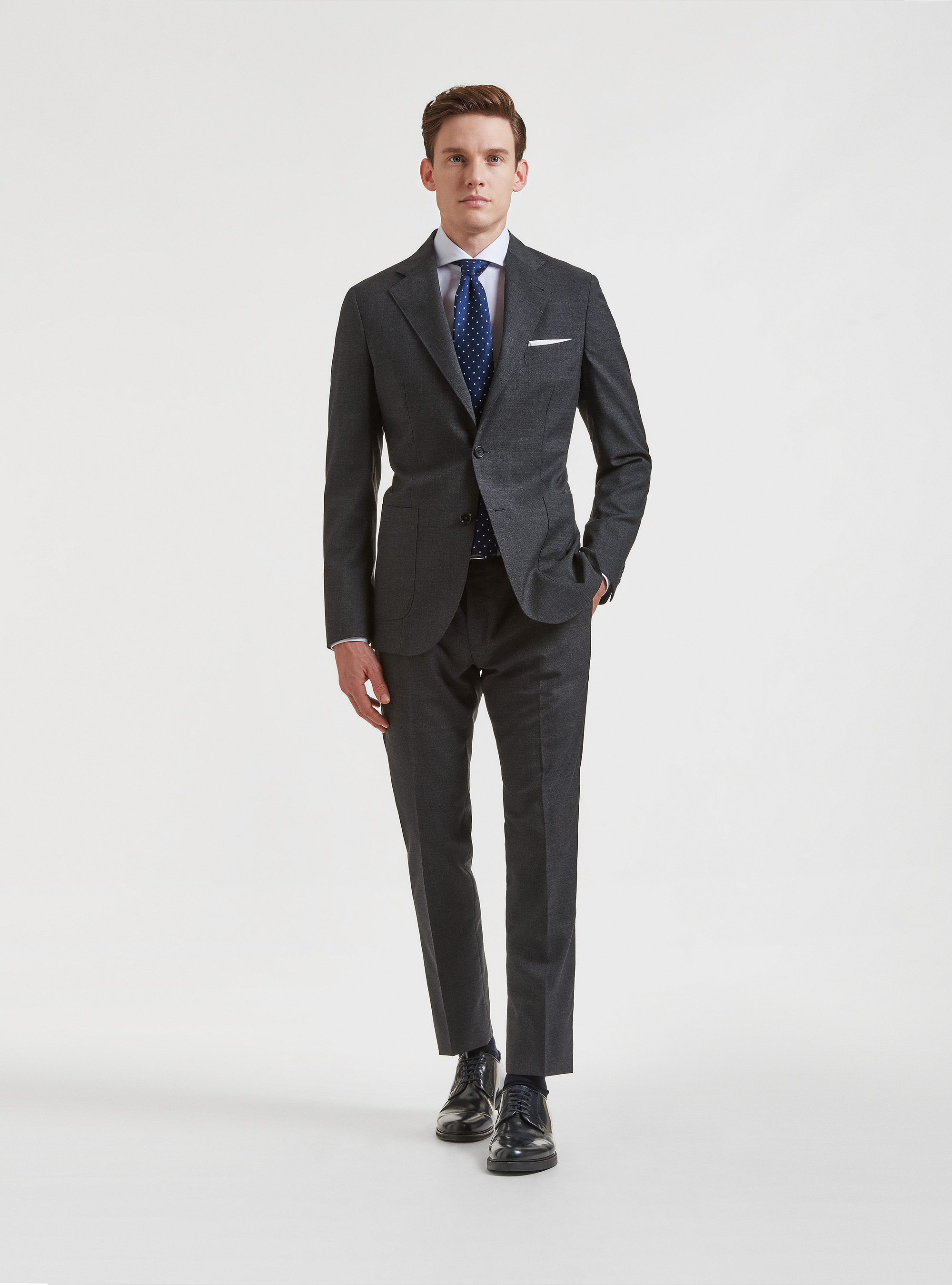 Drop 4 suit blazer in pure wool Vitale Barberis Canonico, ASPHALT GREY