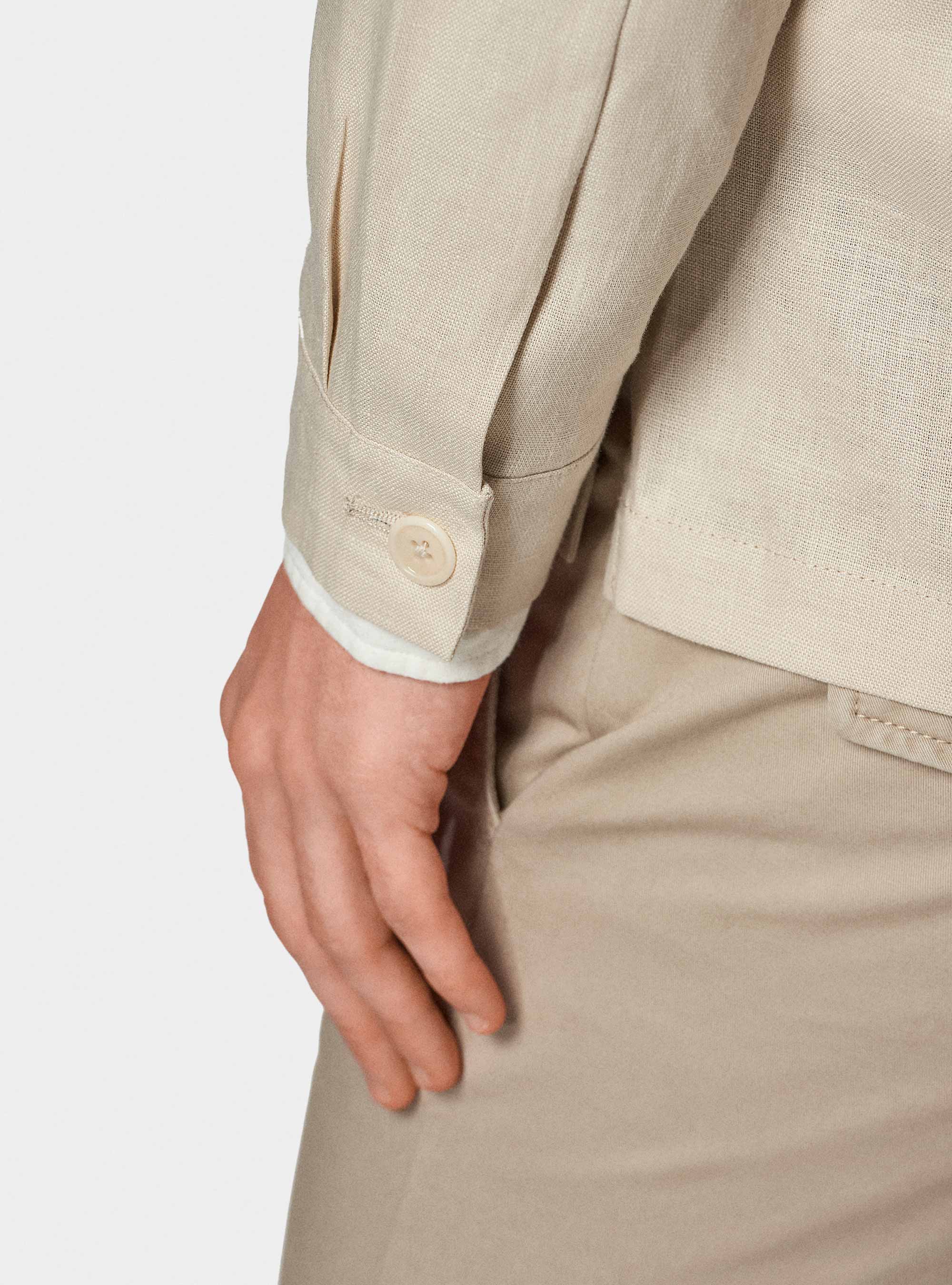 Giacca camicia in puro lino, ECRU