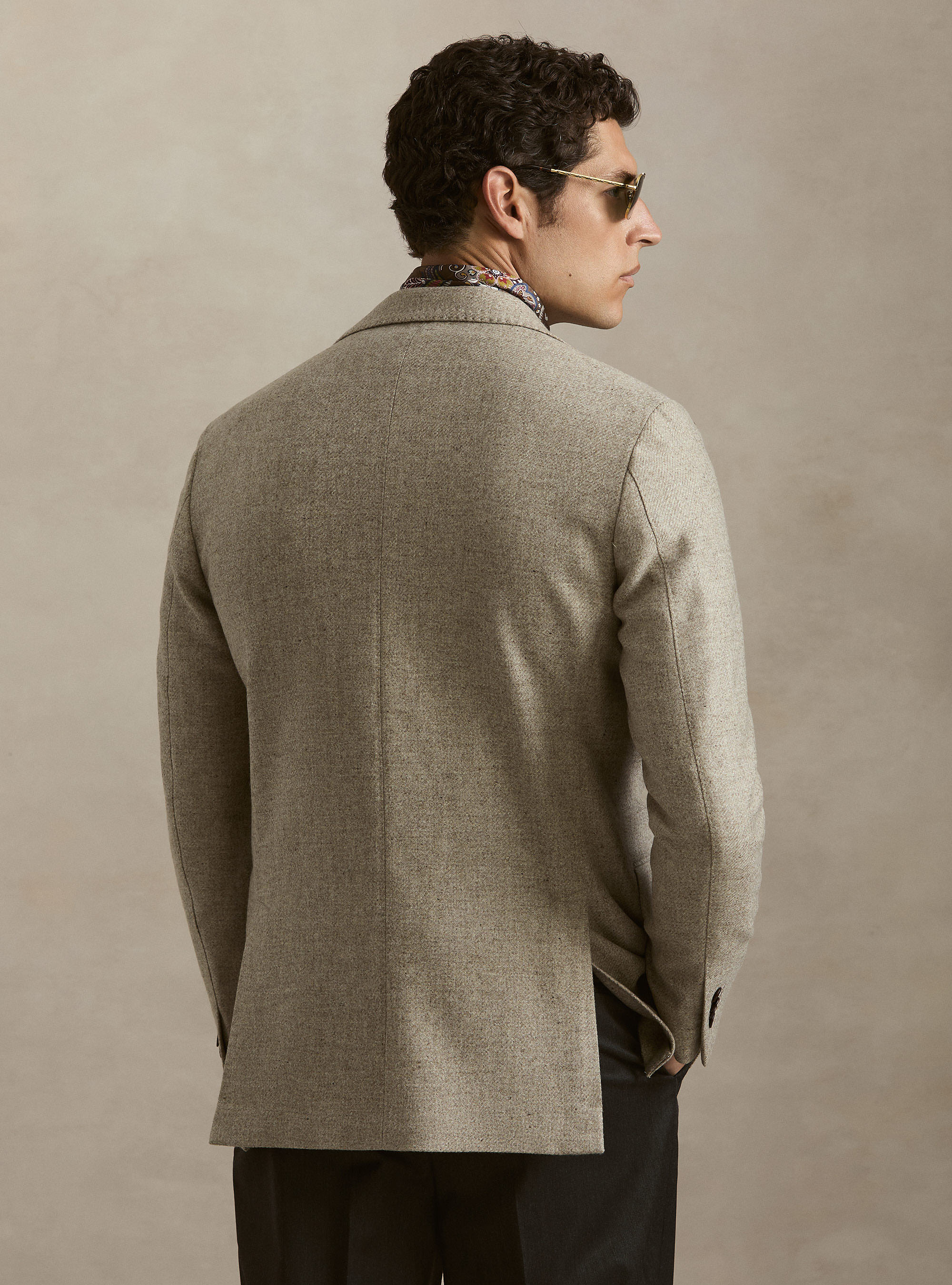 Wool and Cashmere Blazer Lanificio di Pray, SAND
