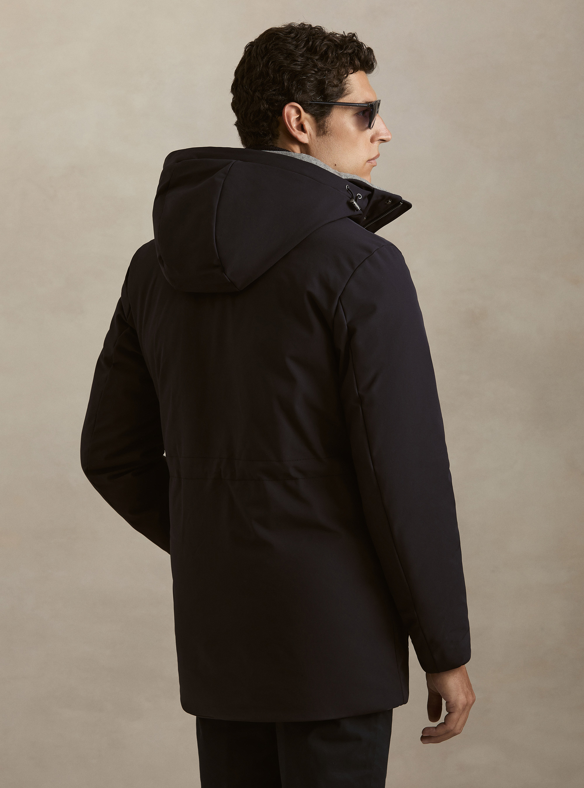 Blouson technique &agrave; capuche avec cordon de serrage, BLEU MARINE